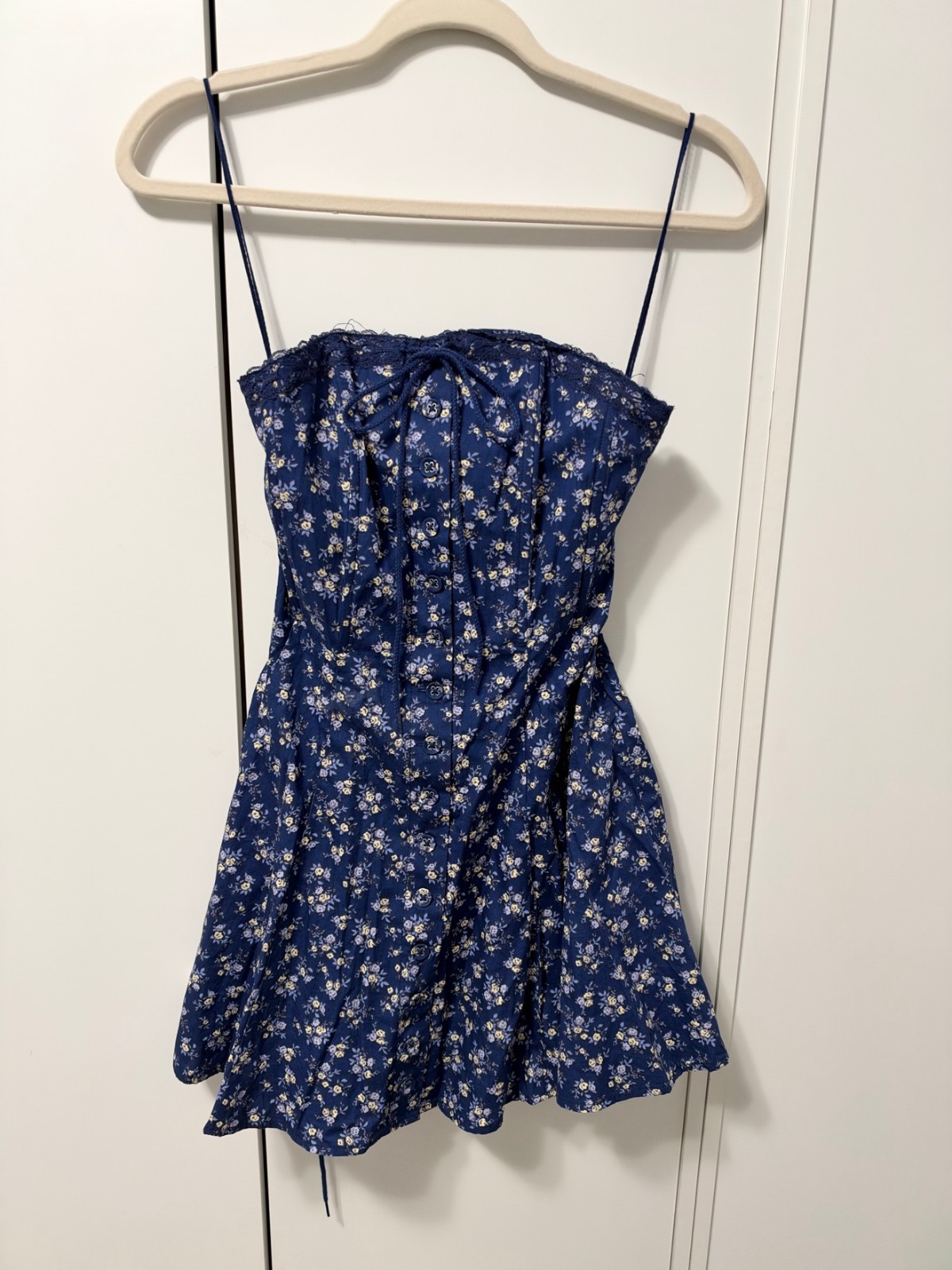 Kimchi Blue Navy Floral Corset Mini Dress XS Worn Once Urban Outfitters
