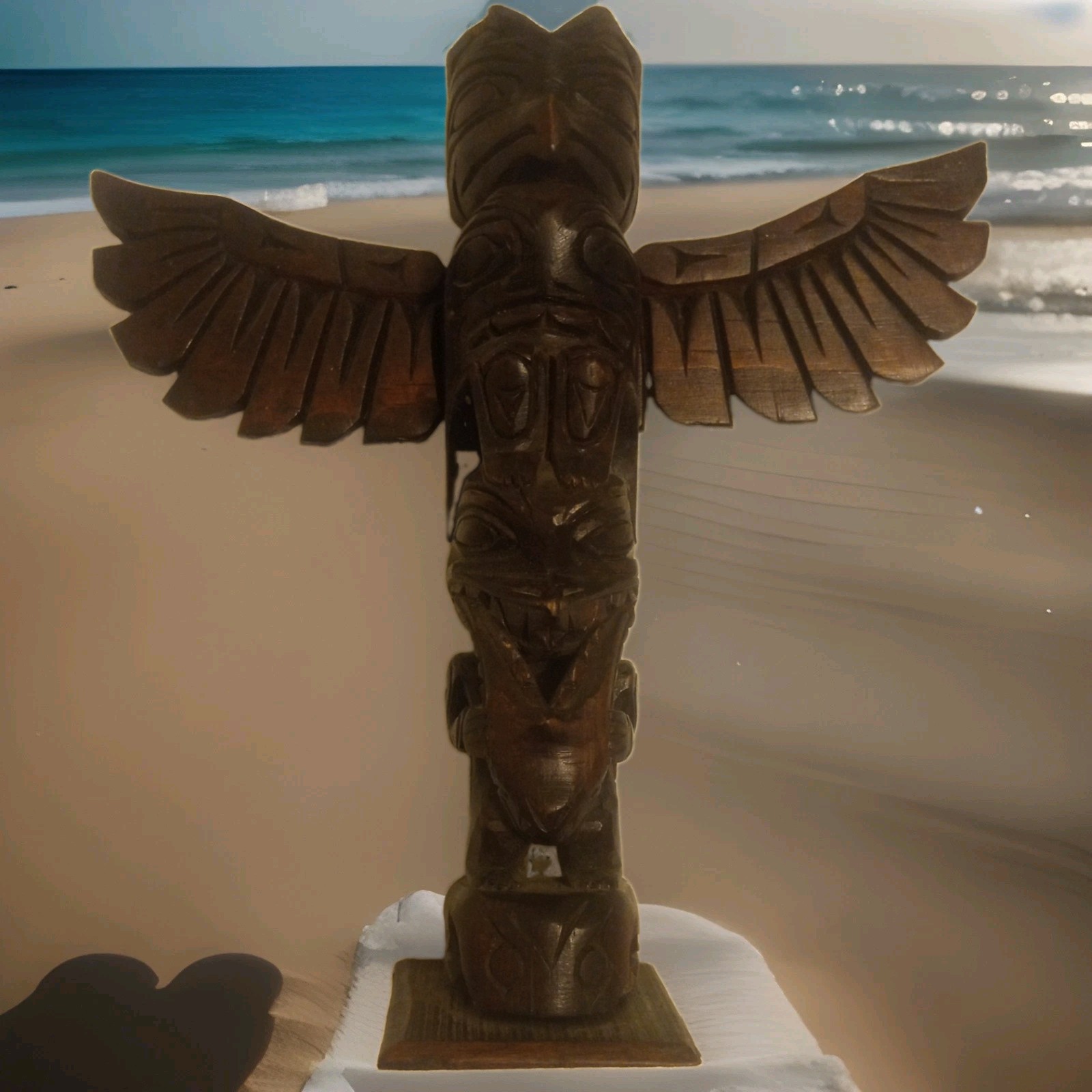 Vintage Eric Williams Totem Pole Ditidaht Nuu-chah-nulth Native Signed Carving