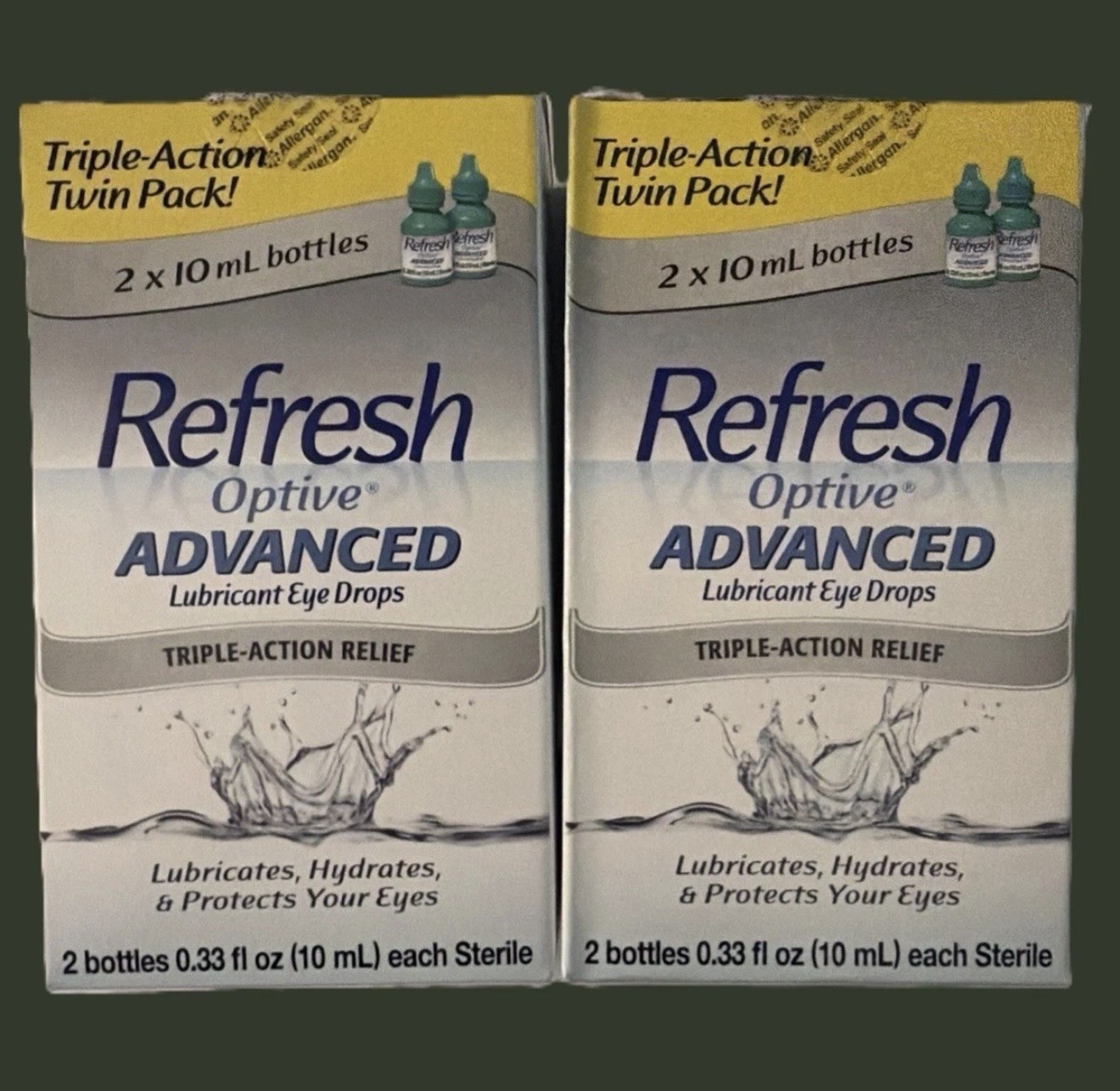 (2) REFRESH OPTIVE 0.33oz Advanced Lubricant Eye Drops Exp 2027
