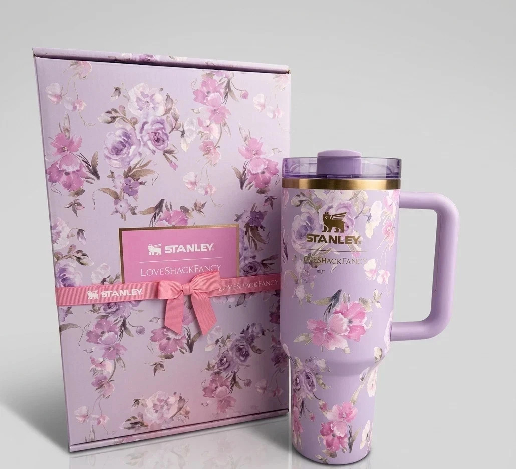 LoveShackFancy Stanley 40oz Quencher H2.0 Tumbler Rosa Beaux Purple New LoveShackFancy Stanley 40oz Quencher H2.0 Tumbler Rosa Beaux Purple New