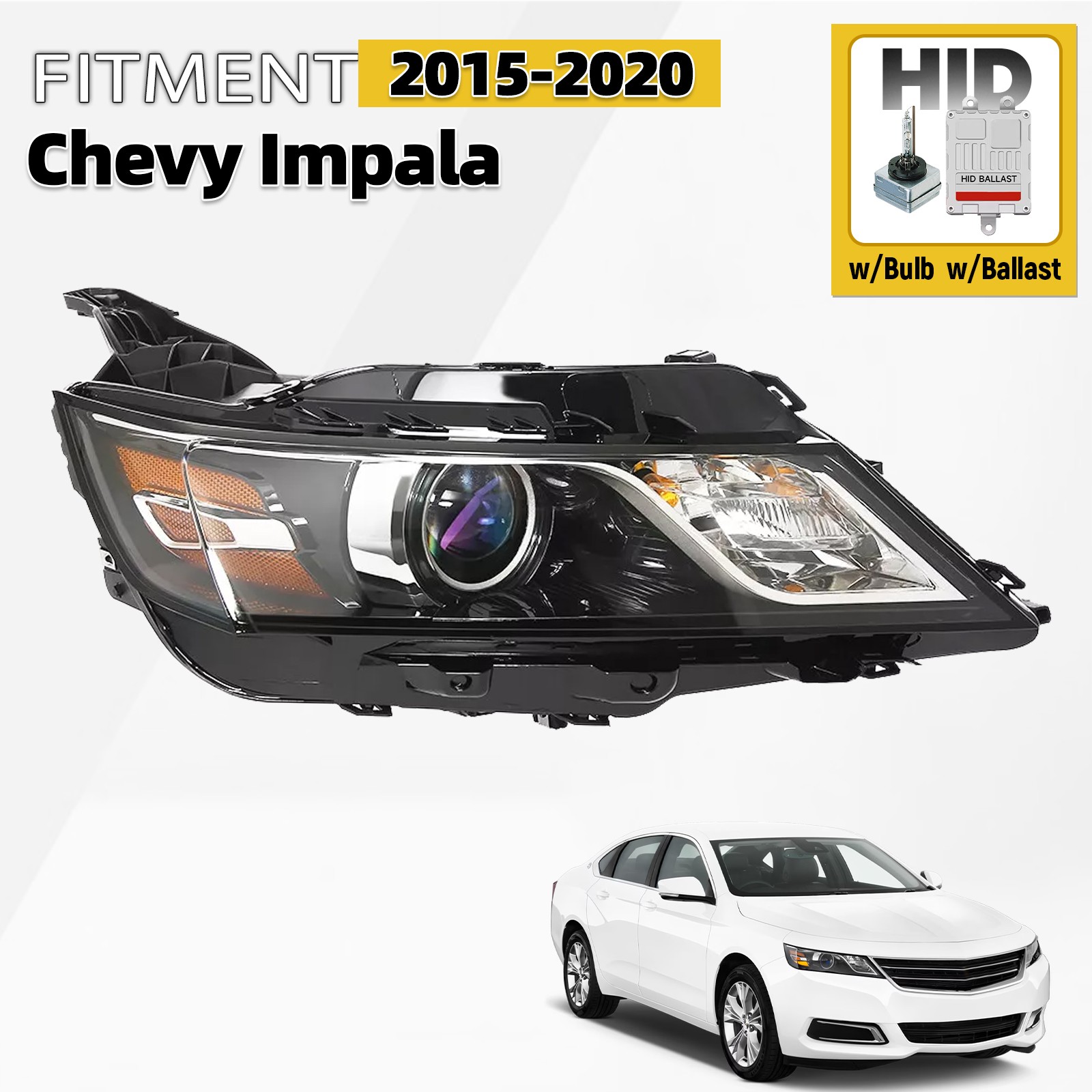 For 2014-2020 Chevy Impala HID/Xenon Headlight w/Ballast w/Bulb Right Passenger For 2014-2020 Chevy Impala HID/Xenon Headlight w/Ballast w/Bulb Right Passenger