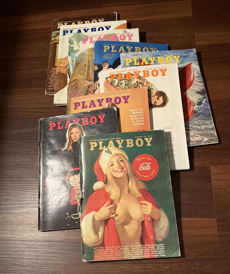 1972 Playboy Magazine Lot of 9, Missing March, May, June, All Have Centerfolds 1972 Playboy Magazine Lot of 9, Missing March, May, June, All Have Centerfolds
