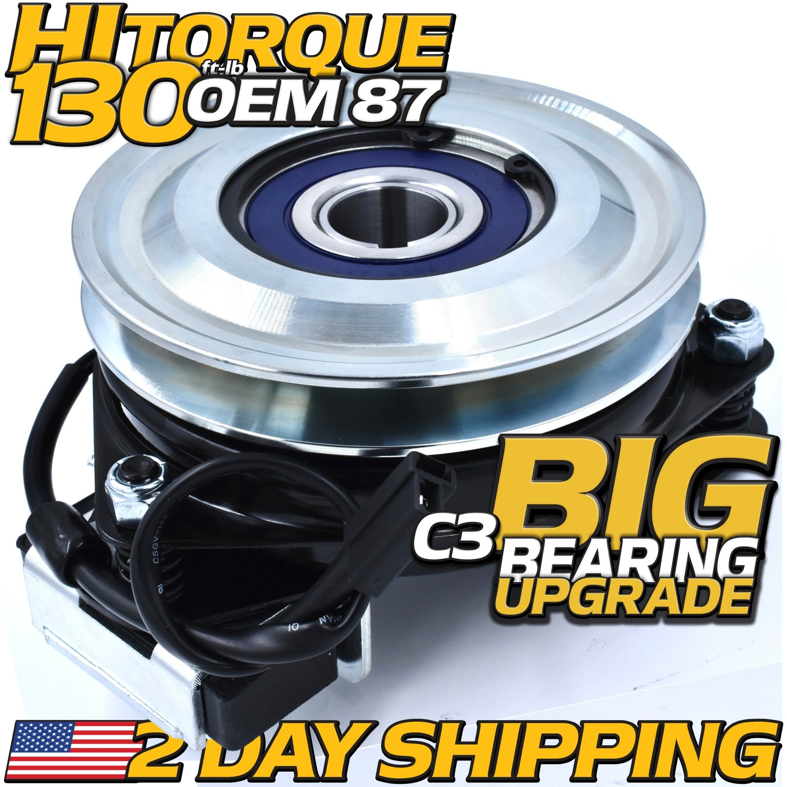 HiTorque 130ftlb (OEM 87) BIGBearing Billet Pulley PTO Clutch for Scag 461397 HiTorque 130ftlb (OEM 87) BIGBearing Billet Pulley PTO Clutch for Scag 461397