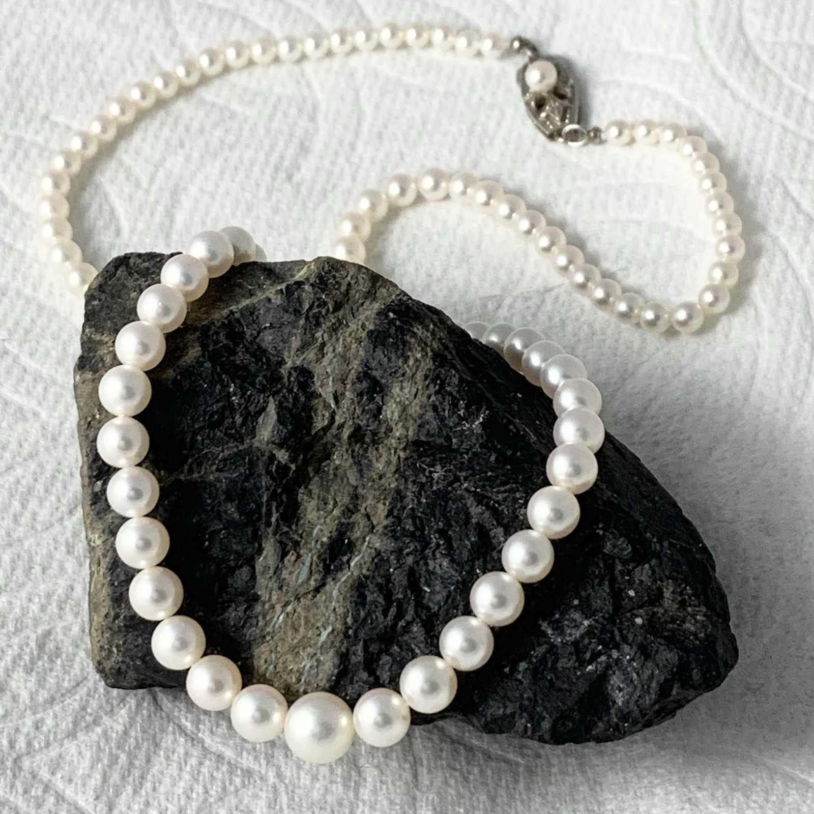 Mikimoto Akoya Pearl Necklace Strand Graduated Hi Luster VTG Japan Silver 18”