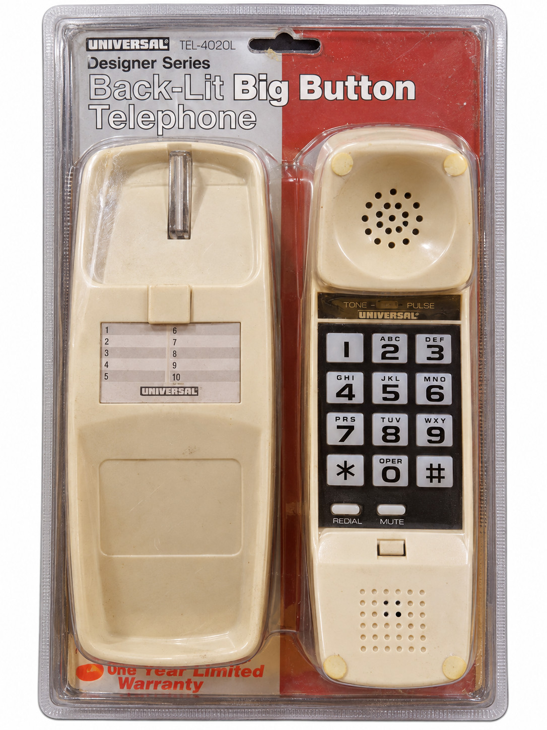 Vintage Universal TEL-4020L Big Button Backlit Corded Landline Telephone Ivory