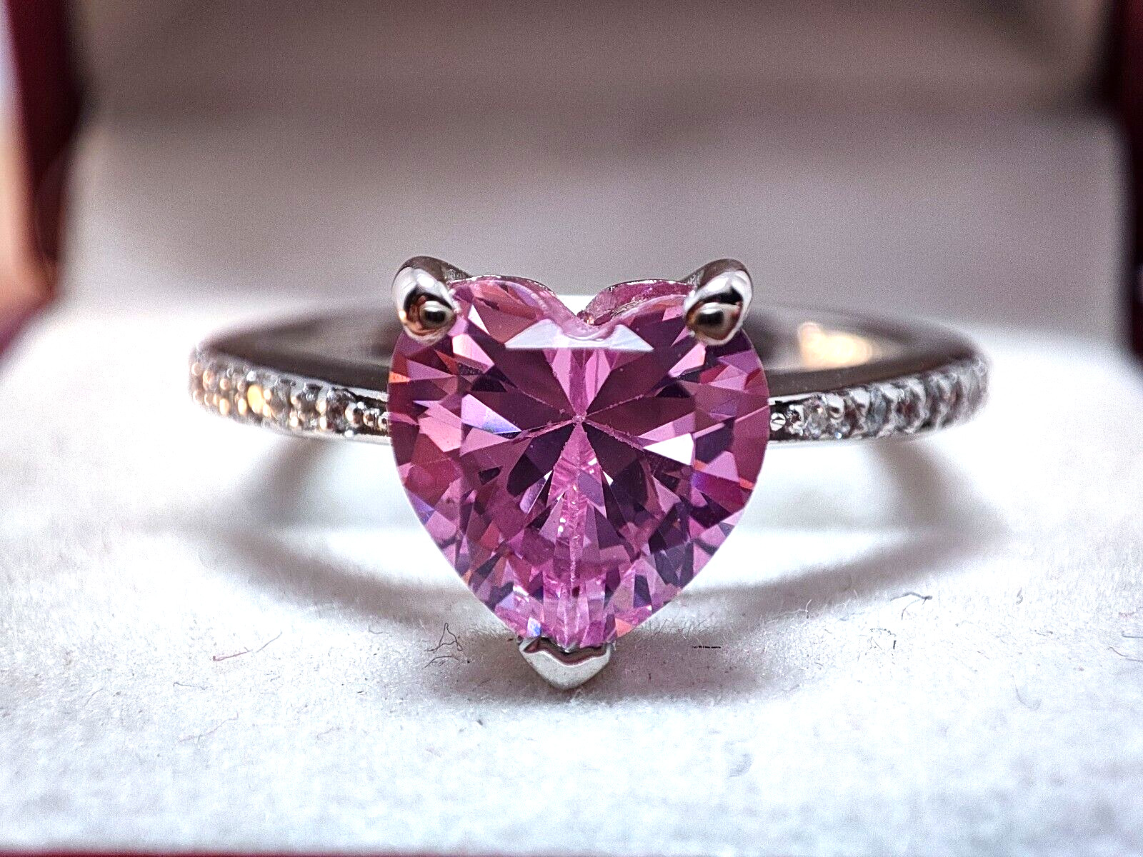 Barbie Ring,1.61Ct Heart shape 925 Silver Wedding Ring,Pink Simulated Diamond
