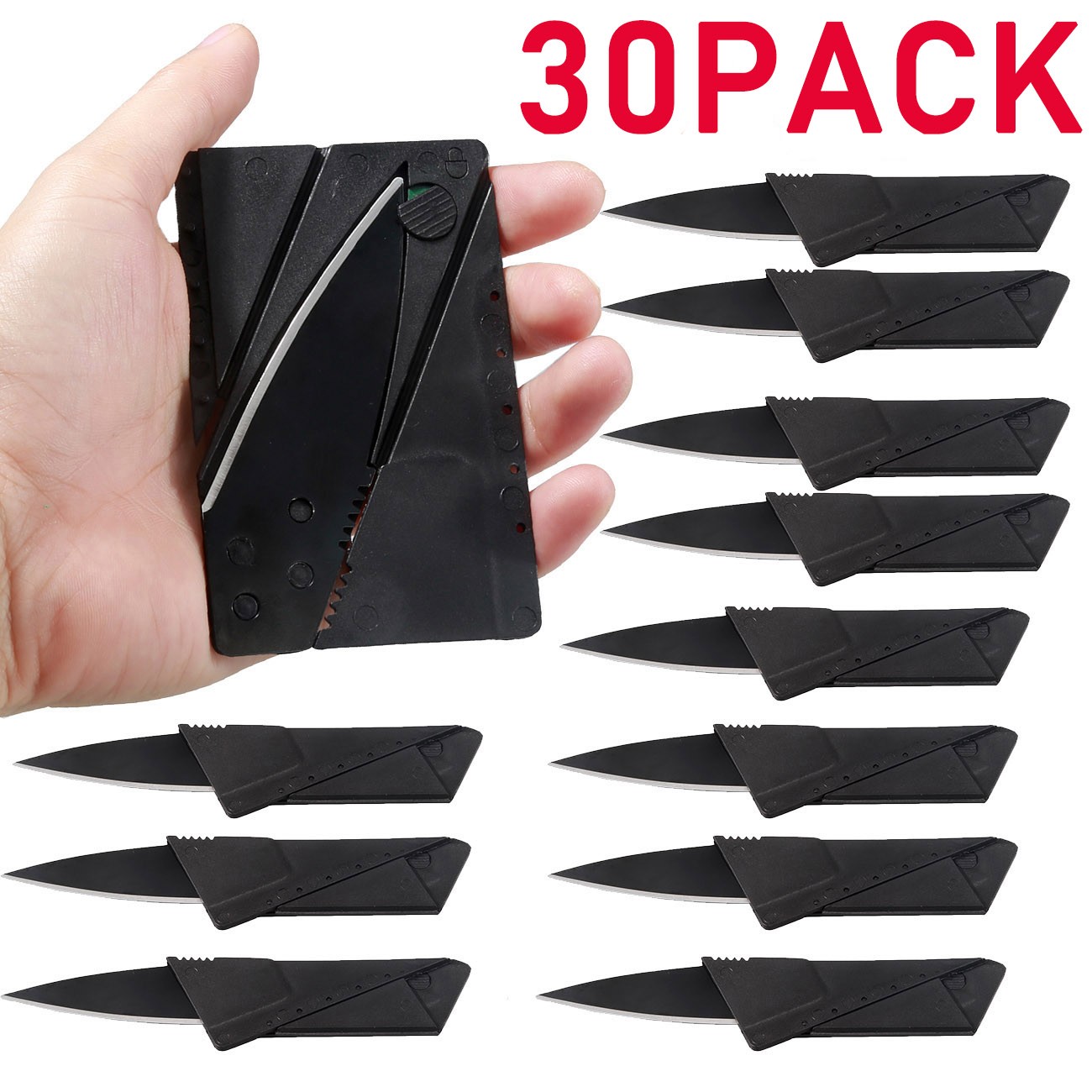 30PACK Folding Credit Card Knives Ultra-Thin Wallet Pocket Survival Micro Knife