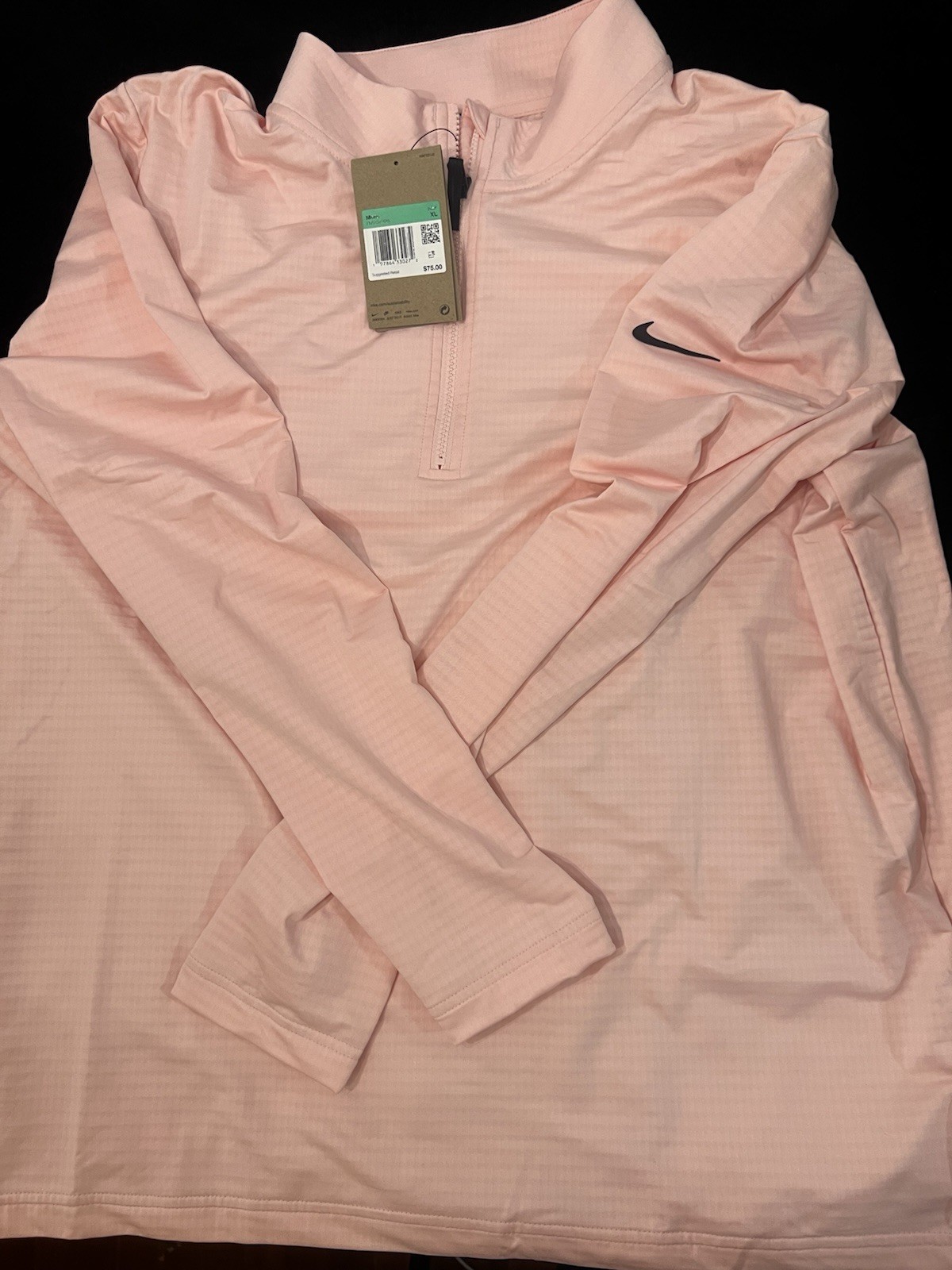 Nike Dri-FIT Men\'s Golf 1/4 Zip Mock Neck Long Sleeve Pullover Pink XL Nike Dri-FIT Men\'s Golf 1/4 Zip Mock Neck Long Sleeve Pullover Pink XL