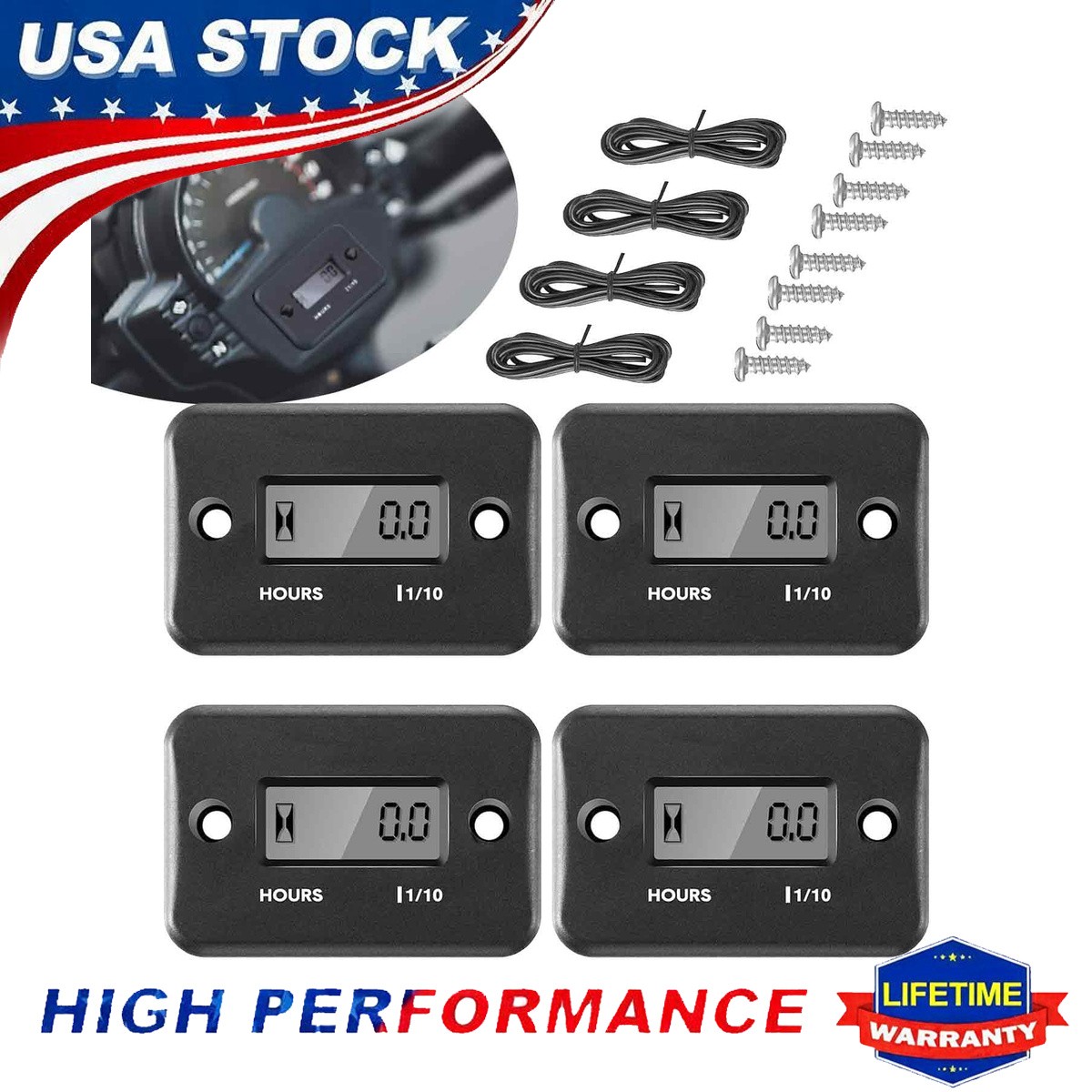 Waterproof Digital Hour Meter for ATV Motorcycle Snowmobile Gas Powered Engine