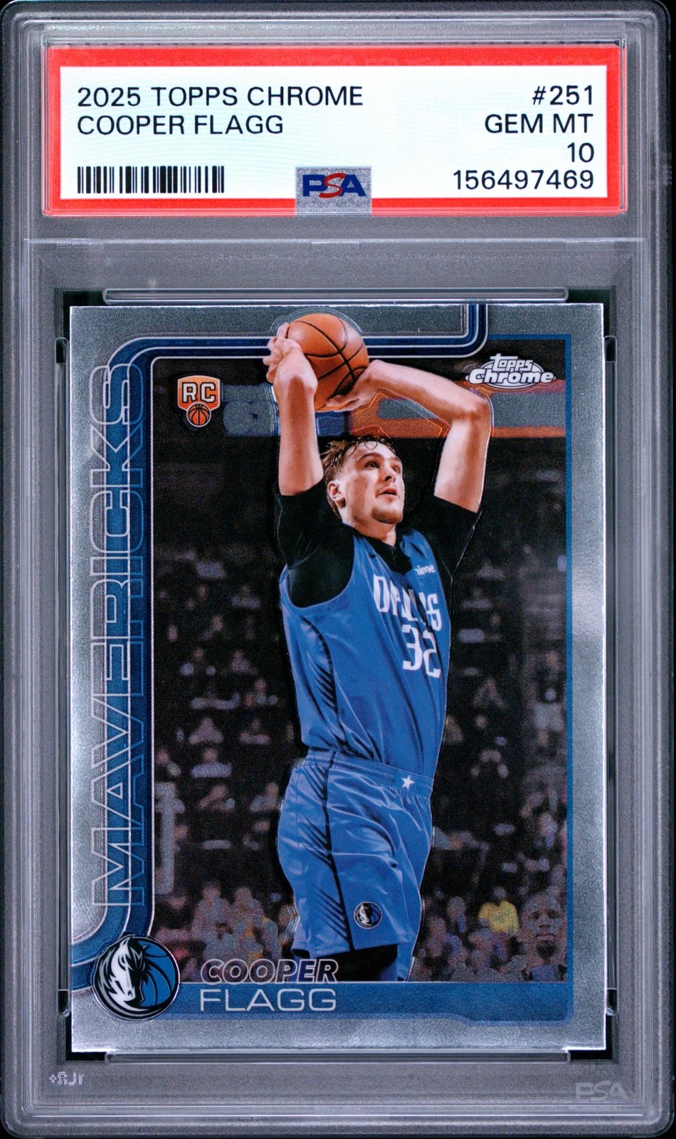 PSA 10 2025 Topps Chrome Cooper Flagg Rookie #251 RC GEM MINT Mavs 🔥💎 PSA 10 2025 Topps Chrome Cooper Flagg Rookie #251 RC GEM MINT Mavs 🔥💎