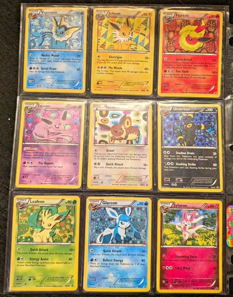 Pokémon Full Eeveelution Set Black & White Promo BW87 - BW94 Holo +Bonus Sylveon Pokémon Full Eeveelution Set Black & White Promo BW87 - BW94 Holo +Bonus Sylveon