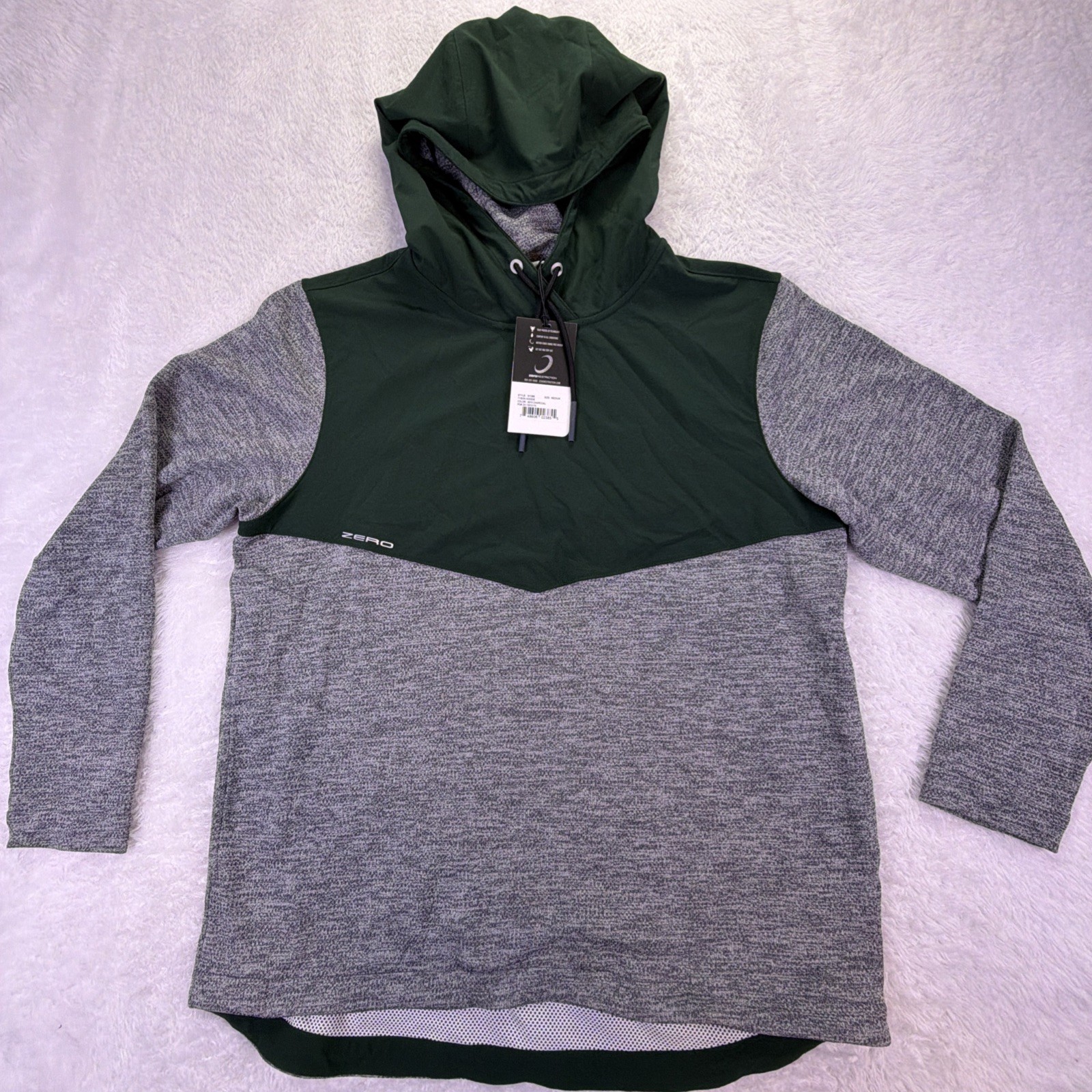 NWT $215 Zero Restriction Tyson Hybrid Hoodie Golf Pullover Mens M Gray/Green