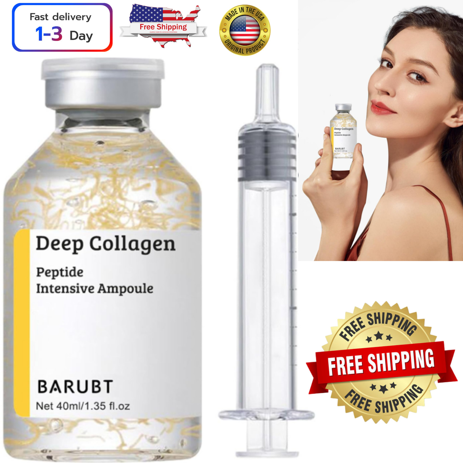 Sérum Facial Coreano Antiedad con Colágeno y Complejo de 30 Péptidos, Ampolla