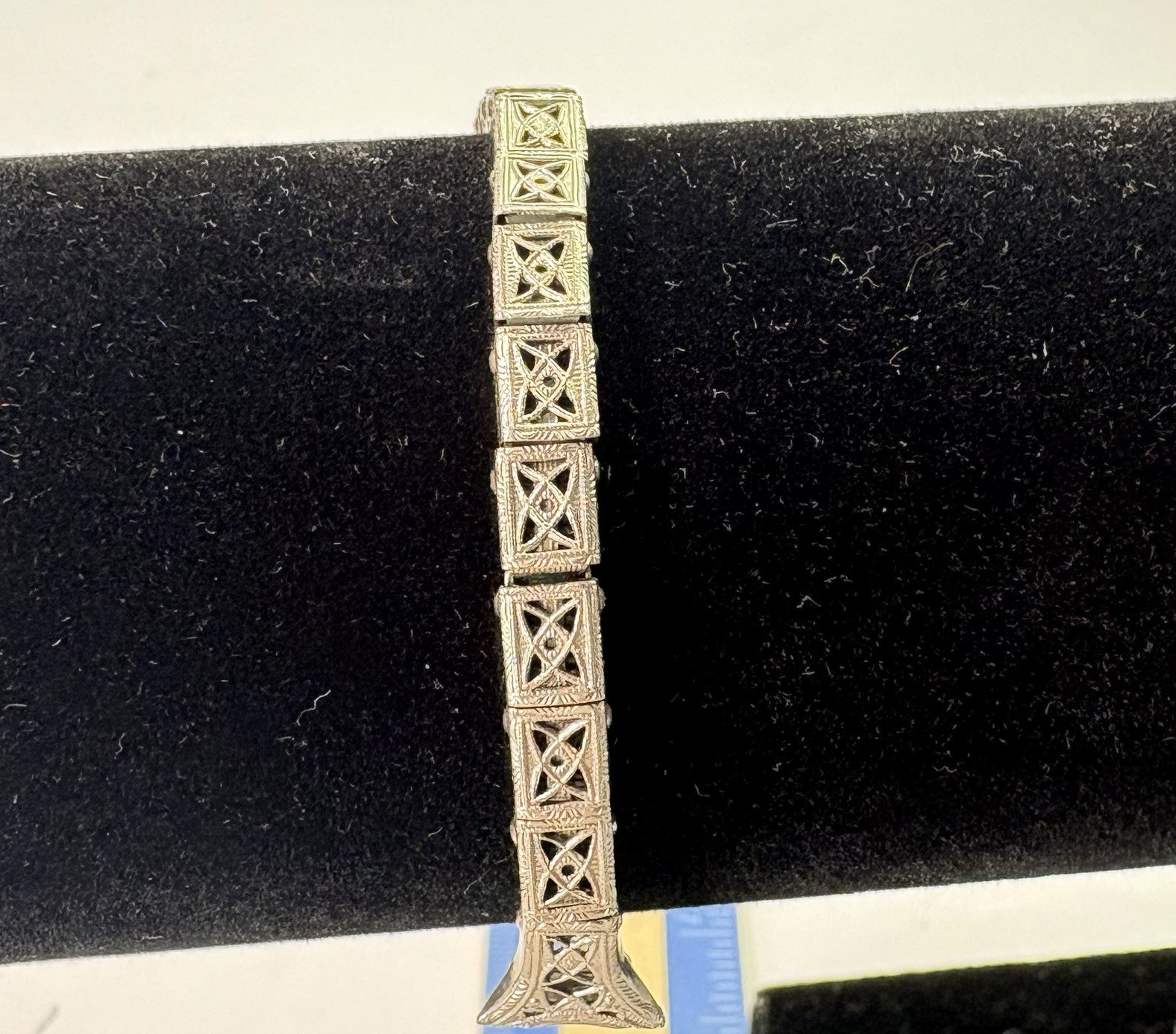 Vintage S&C ANITA 12k 1-10 White Gold Filled Ladies Filigree Expansion Band 4.5”