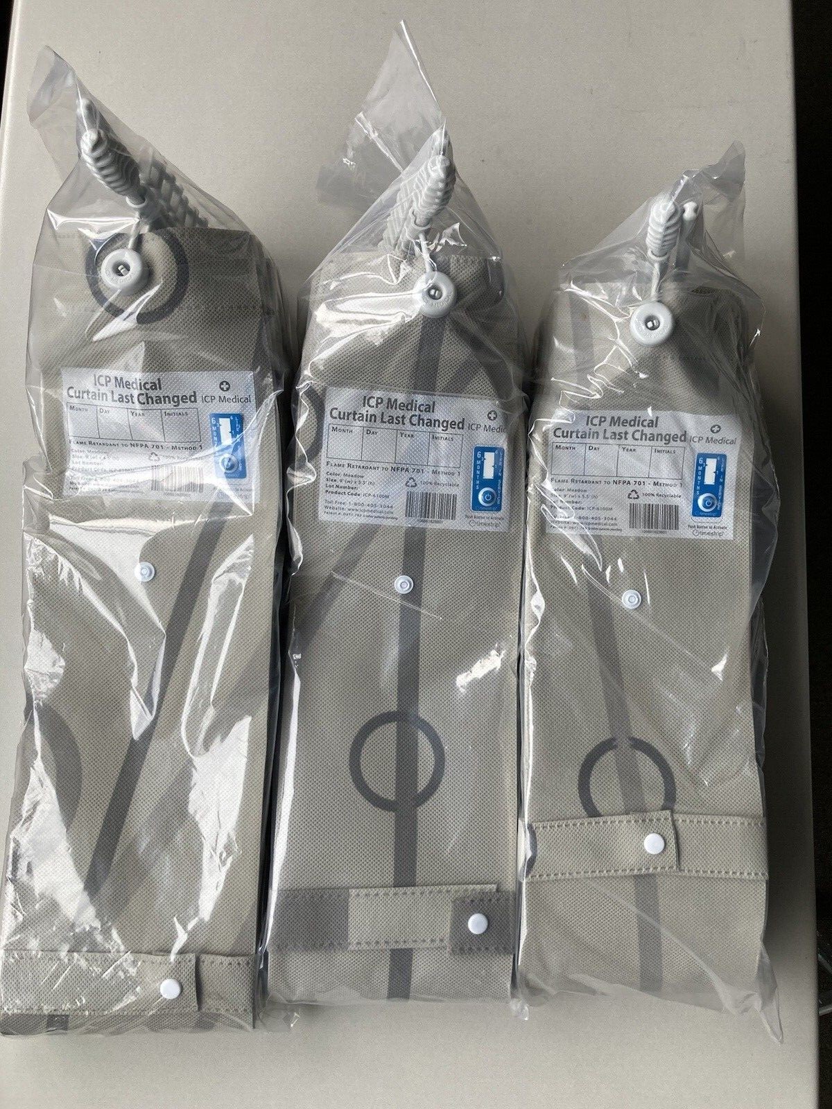 THREE New ICP Medical ICP-6100M Hospital Patient Privacy Curtain Meadow 66