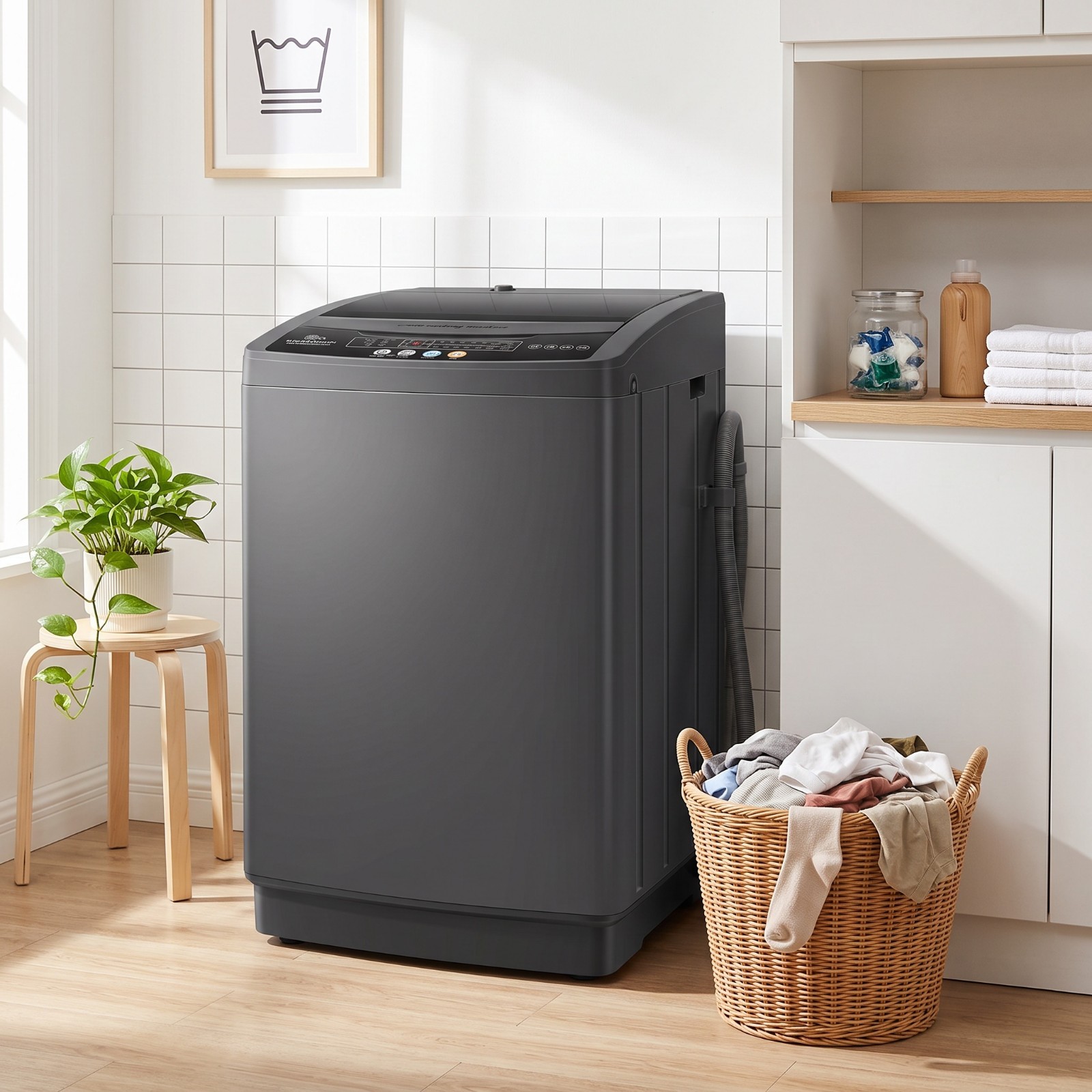 20lbs Full Auto Washing Machine Washer Spin Apartment with 10 Programs 8 Levels