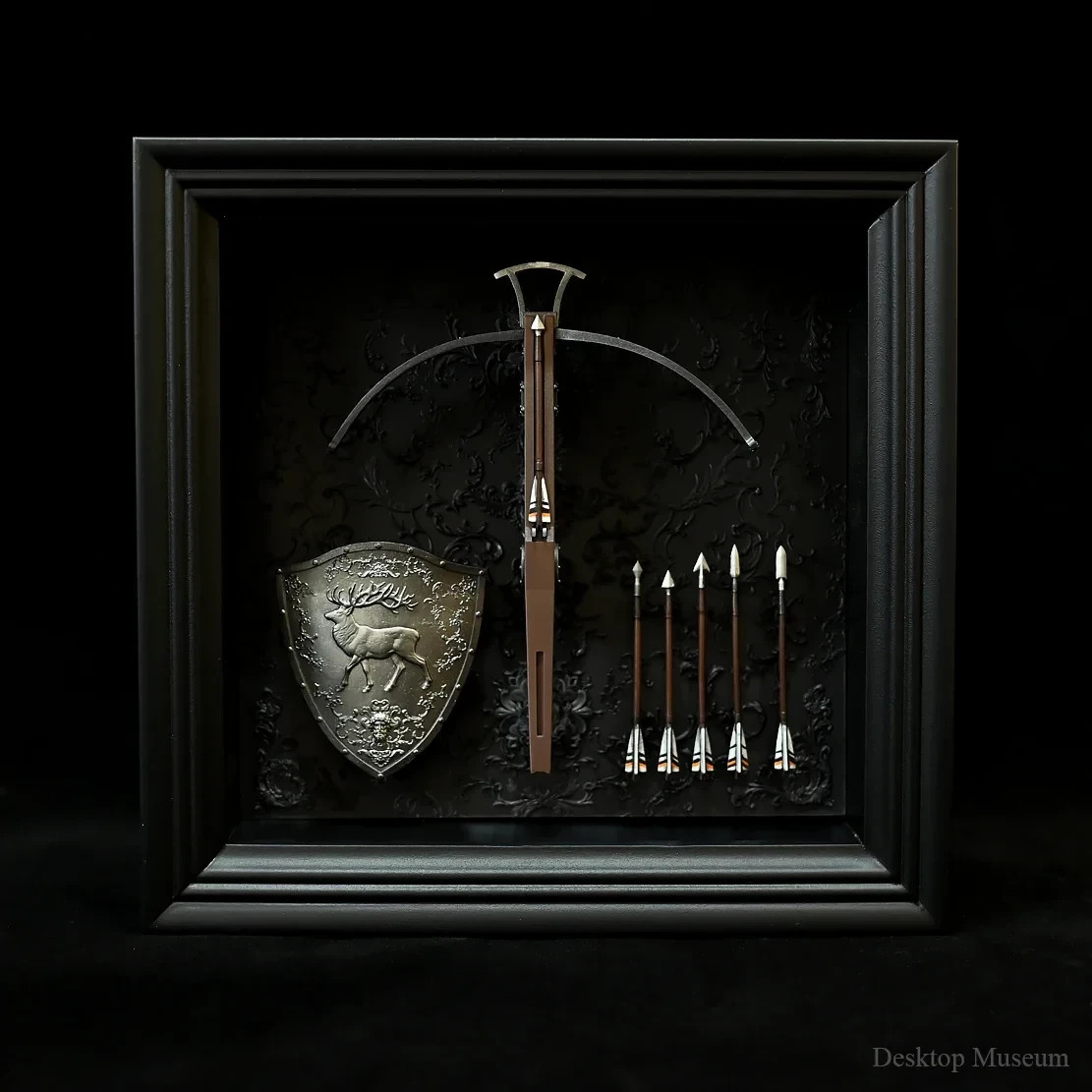 Handcrafted Medieval European Bow and & Crossbow Action Figure Weapon Wall Art Handcrafted Medieval European Bow and & Crossbow Action Figure Weapon Wall Art