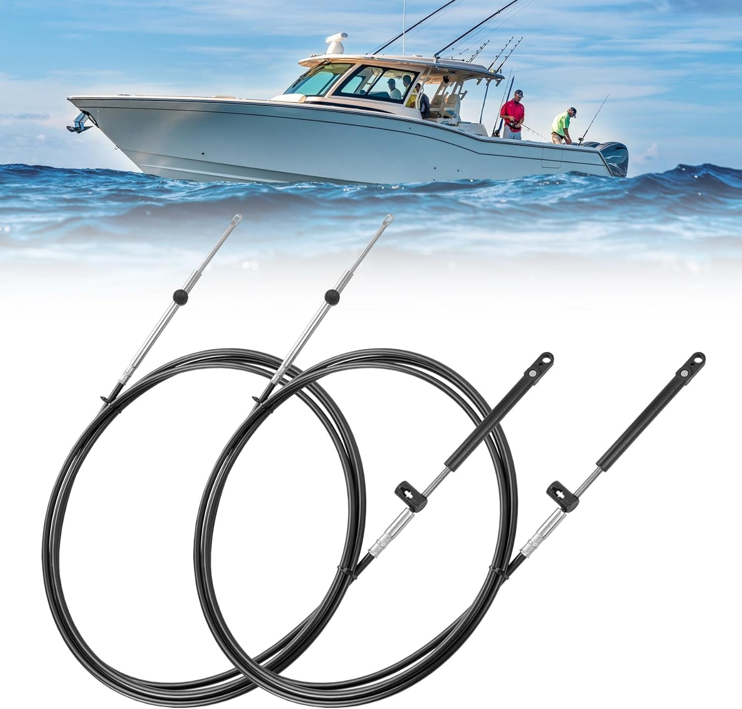 2Pcs 18FT Outboard Throttle Shift Control Cables GEN 1 For Mercury MerCruiser