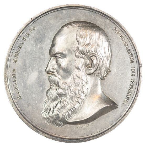 Bolivia Potosí Mint Steam Machinery Silver Proclamation Medal 58mm Burnett-116