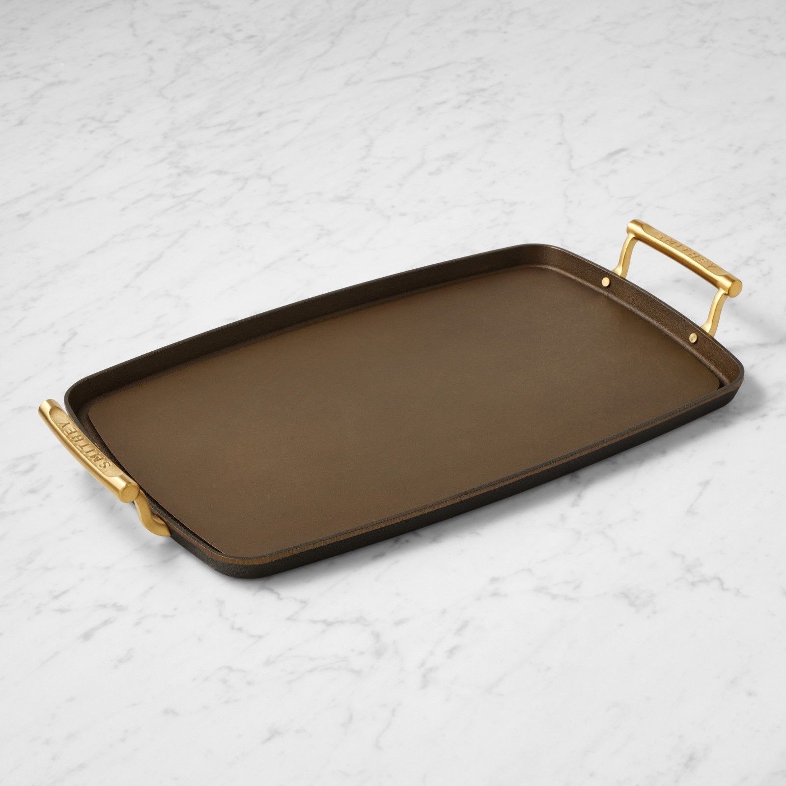 Smithey Seasoned Cast Iron Double Burner Griddle Stovetop Cooking Pan
