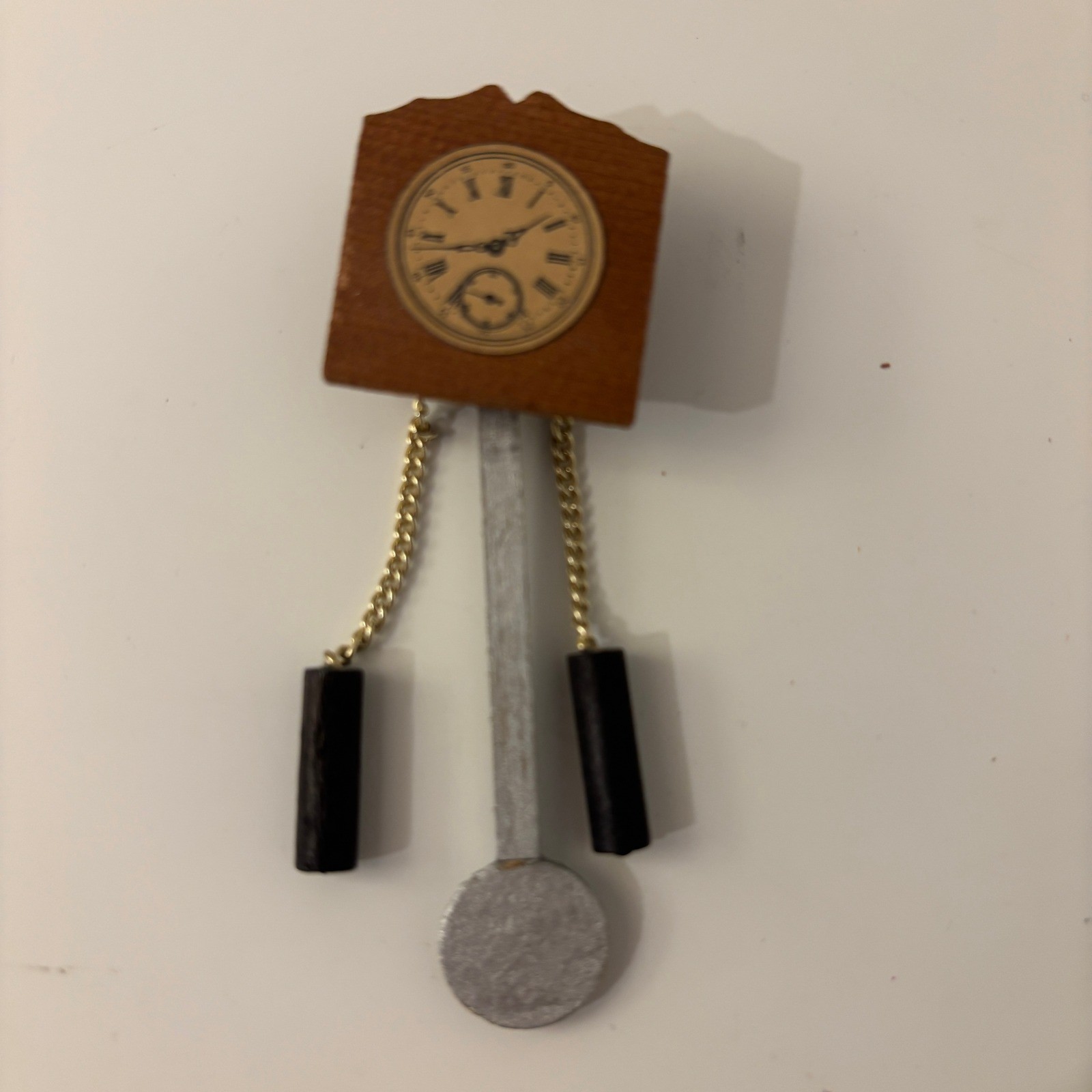 VTG Shackman Dollhouse Hardwood Pendulum Wall Clock Japan In Box 1:12