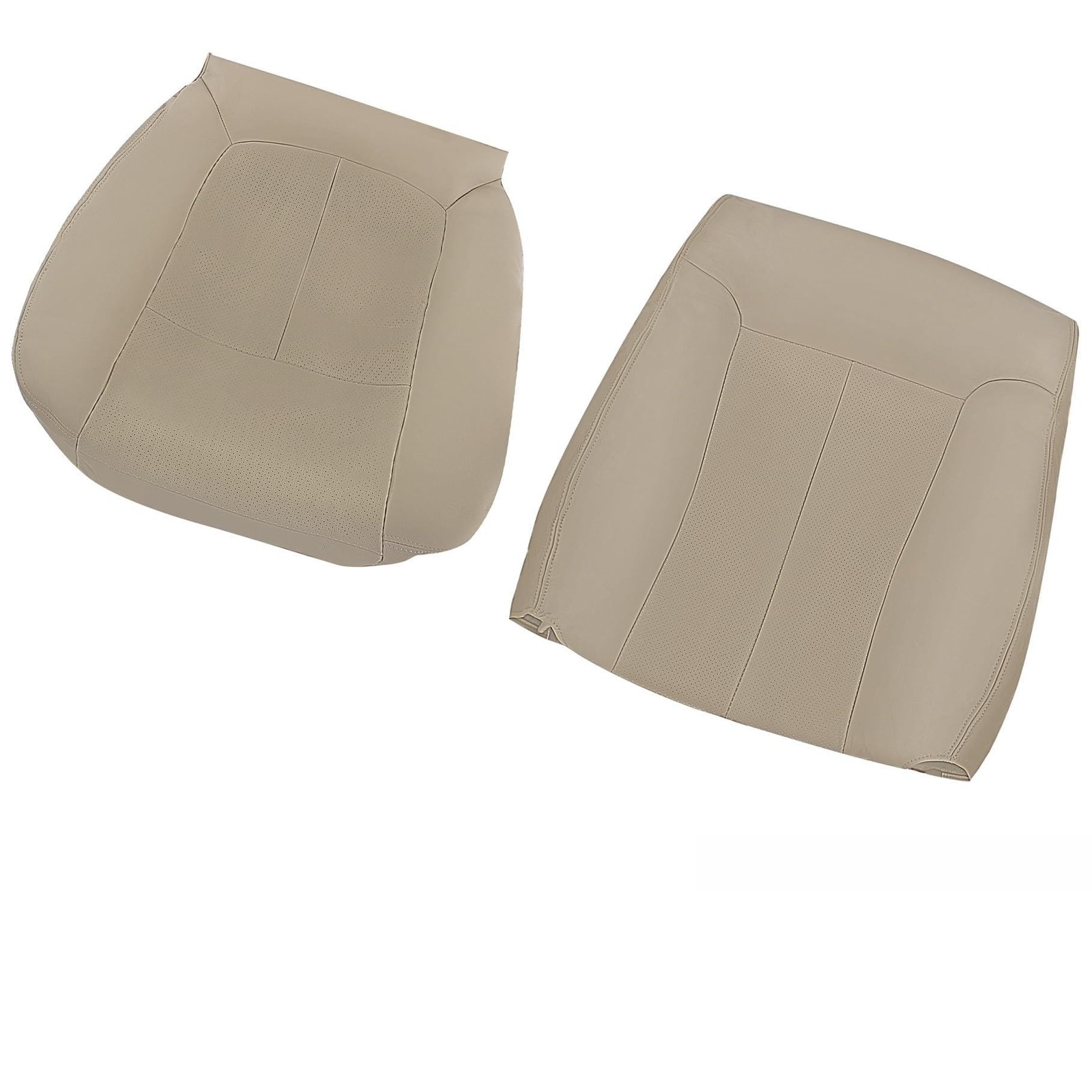 2Pcs Tan Leather Seat Cover Driver Bottom Top for F150 Pickup 4 Door 2009 2014
