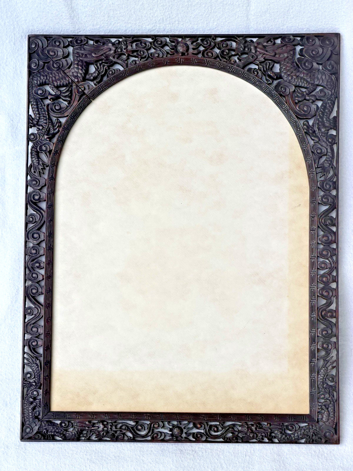 Fabulous Antique Chinese Frame Dragons Clouds Carved Hardwood Zitan or Rosewood Fabulous Antique Chinese Frame Dragons Clouds Carved Hardwood Zitan or Rosewood