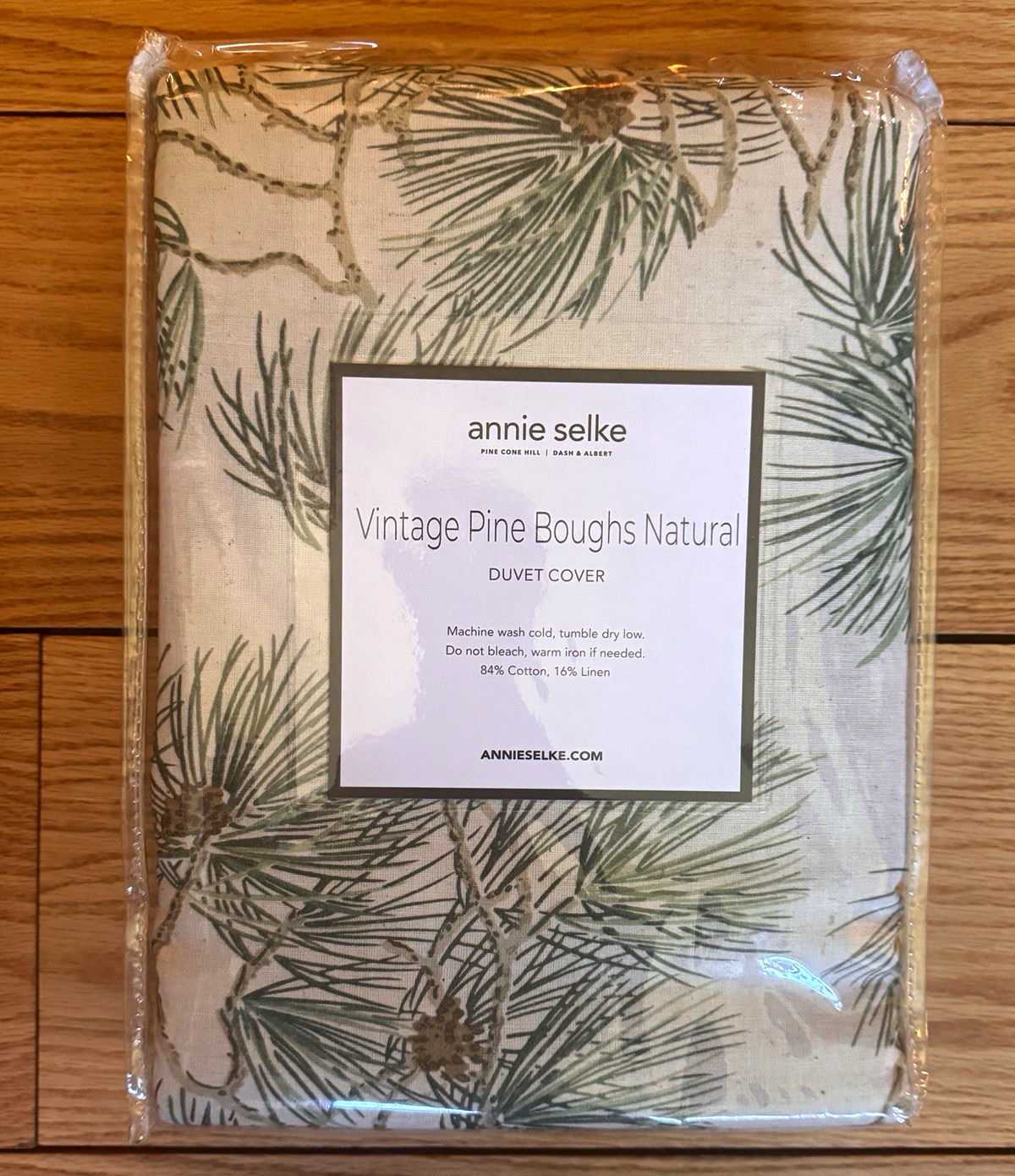 Annie Selke Vintage Pine Boughs King Duvet Cover Natural/Green Cotton Linen Annie Selke Vintage Pine Boughs King Duvet Cover Natural/Green Cotton Linen