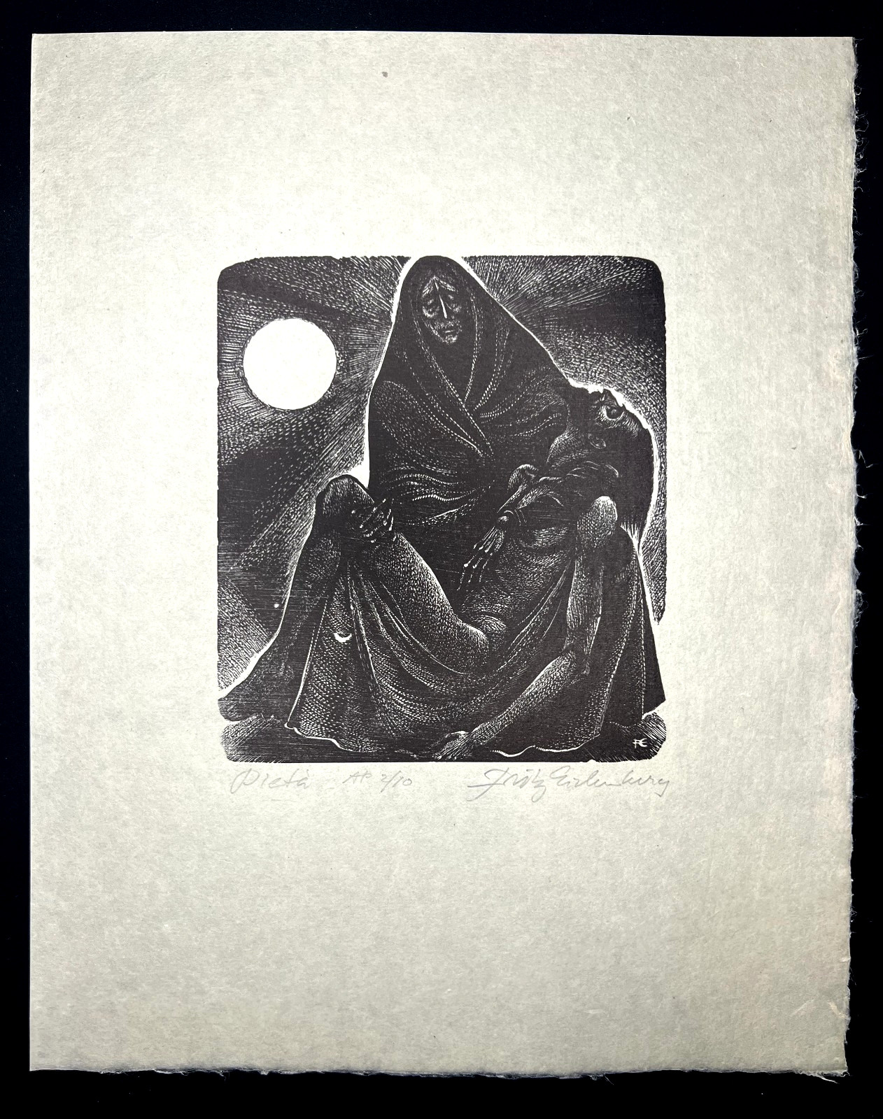 Fritz Eichenberg-Pietà-Signed Artist Proof Wood Engraving-20th Century Art