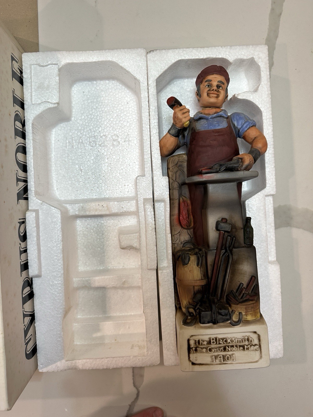 Rare Vintage Cyrus Noble Blacksmith Decanter 1974 Haas Bros Ceramic Whiskey US Rare Vintage Cyrus Noble Blacksmith Decanter 1974 Haas Bros Ceramic Whiskey US