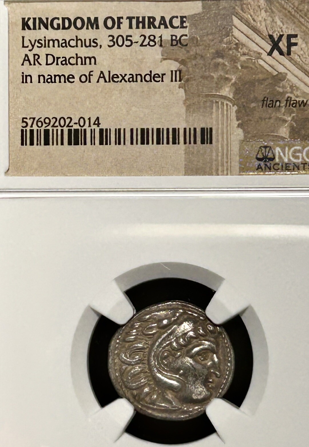 Kingdom of Thrace Lysimachus NGC XF AR Drachm 305-281 BC