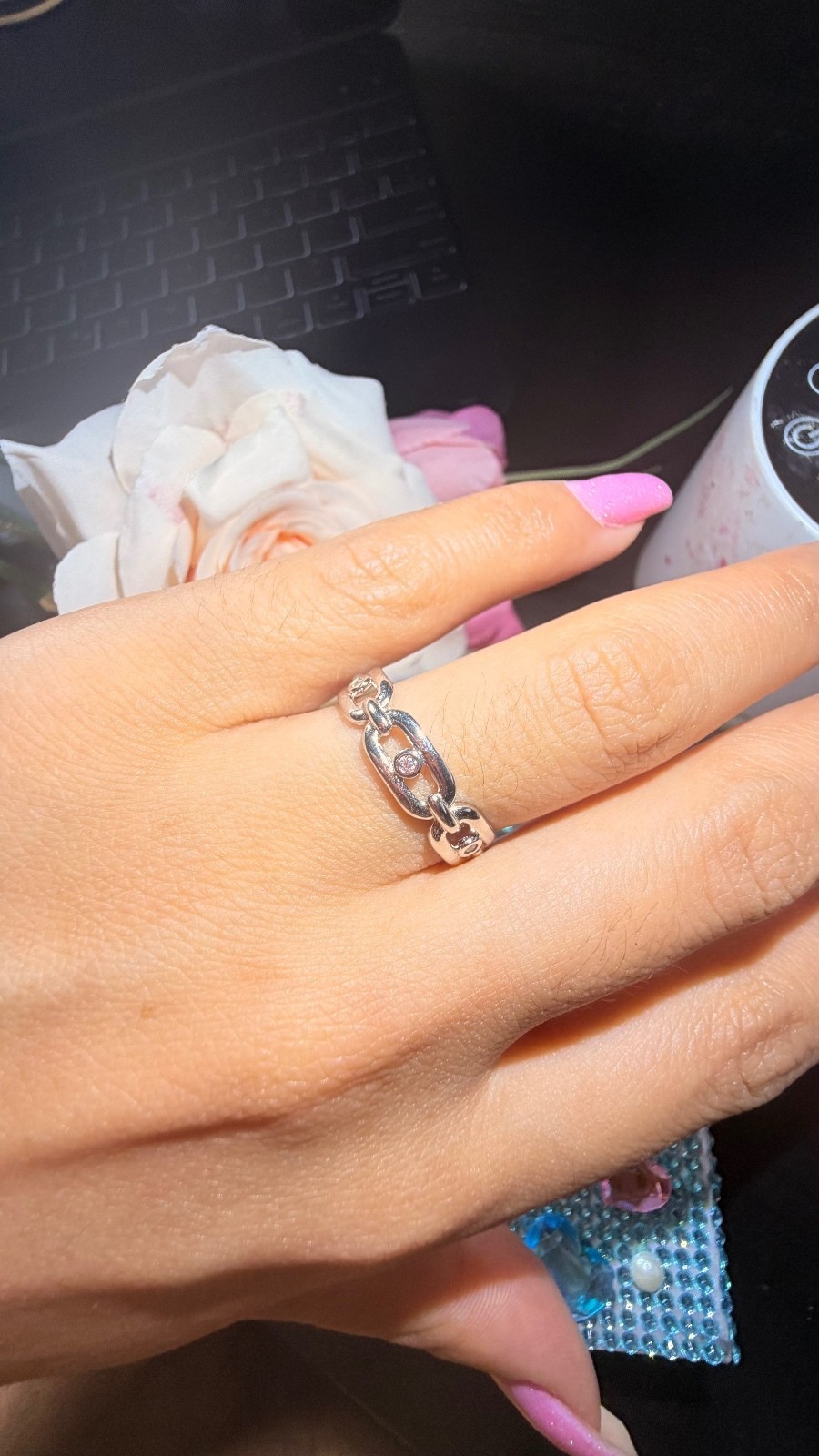 Sterling Silver 925 solid Chain Link Ring size 7 Sterling Silver 925 solid Chain Link Ring size 7