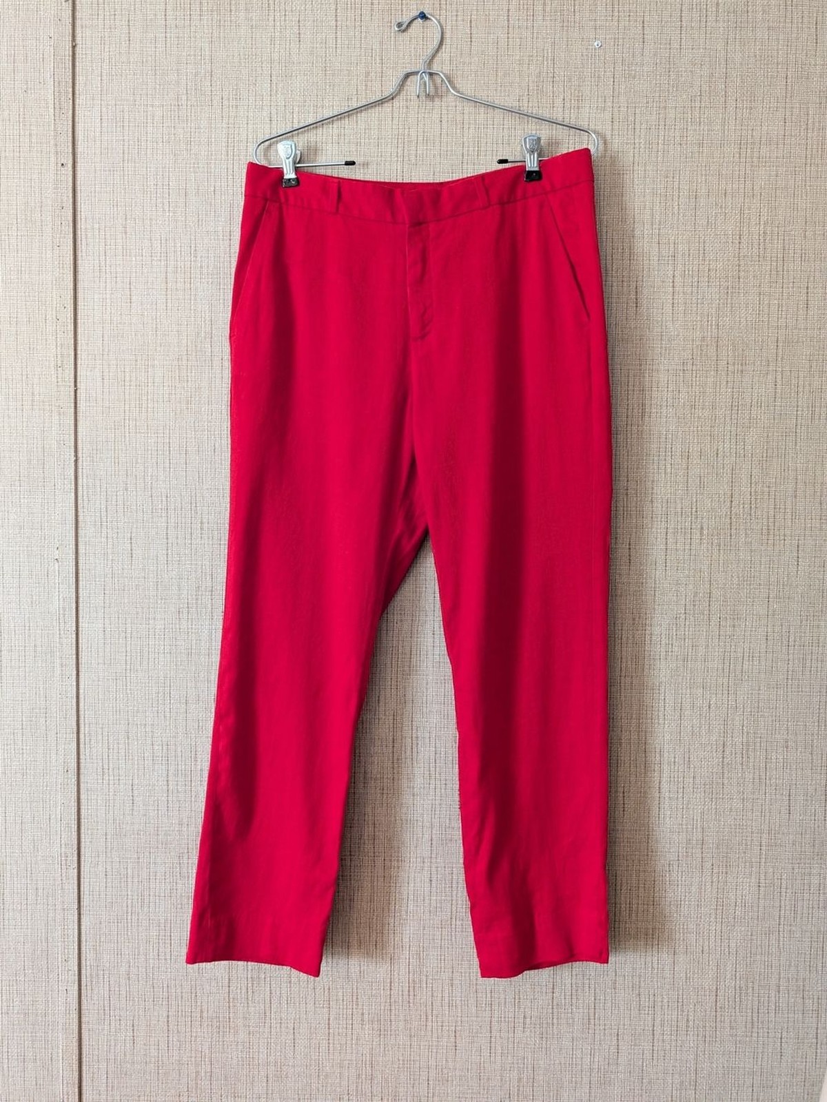 Banana Republic Avery Bright Red Linen Blend Tailored Chino Trousers