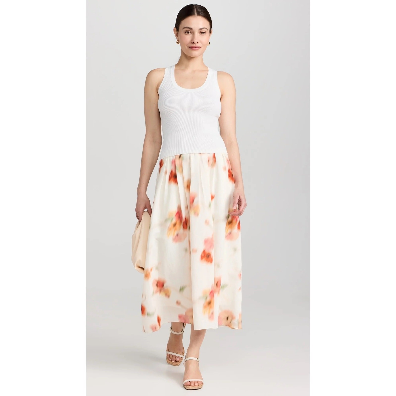NEW Vince Poppy Blur Gathered Easy Skirt in Cream Dusk size M medium