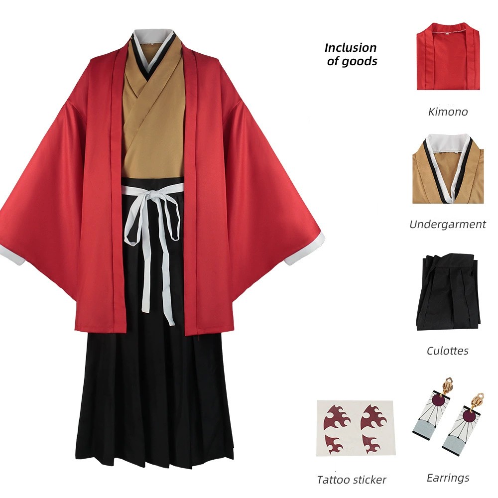 Anime Demon Slaye Tsugikuni Yoriichi Cosplay kimono + Culottes Costume Full Sets Anime Demon Slaye Tsugikuni Yoriichi Cosplay kimono + Culottes Costume Full Sets