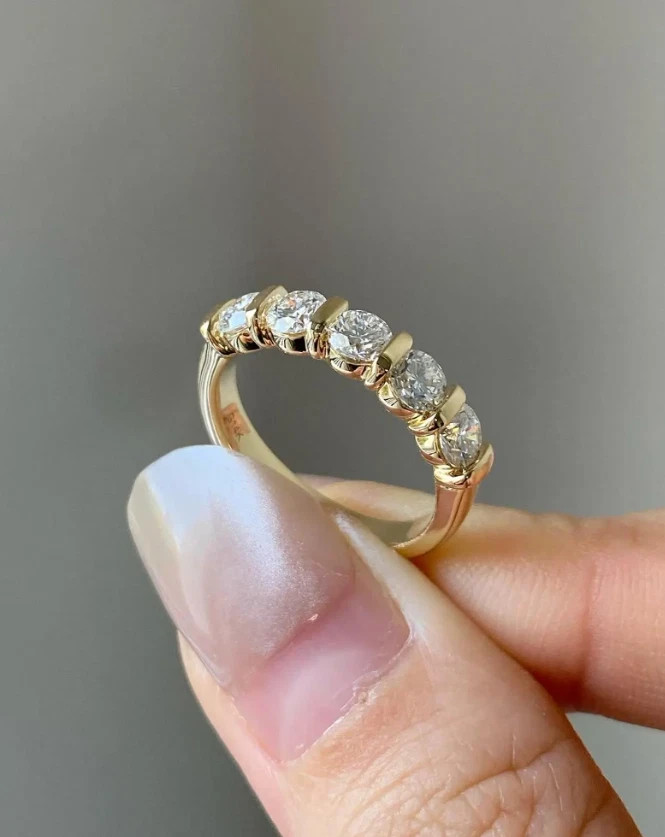 2.50Ct Round Natural Diamond Half Eternity Wedding Band 14K Solid Yellow Gold 7 2.50Ct Round Natural Diamond Half Eternity Wedding Band 14K Solid Yellow Gold 7