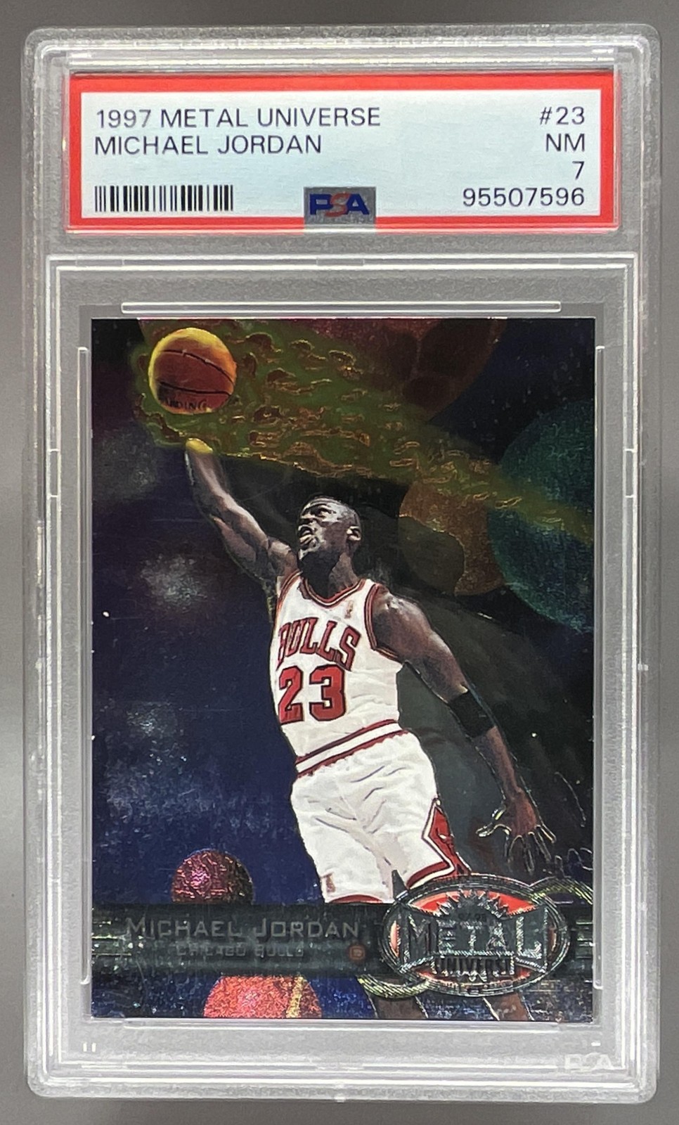 1997-98 Skybox Metal Universe Michael Jordan #23 Chicago Bulls PSA 7 1997-98 Skybox Metal Universe Michael Jordan #23 Chicago Bulls PSA 7