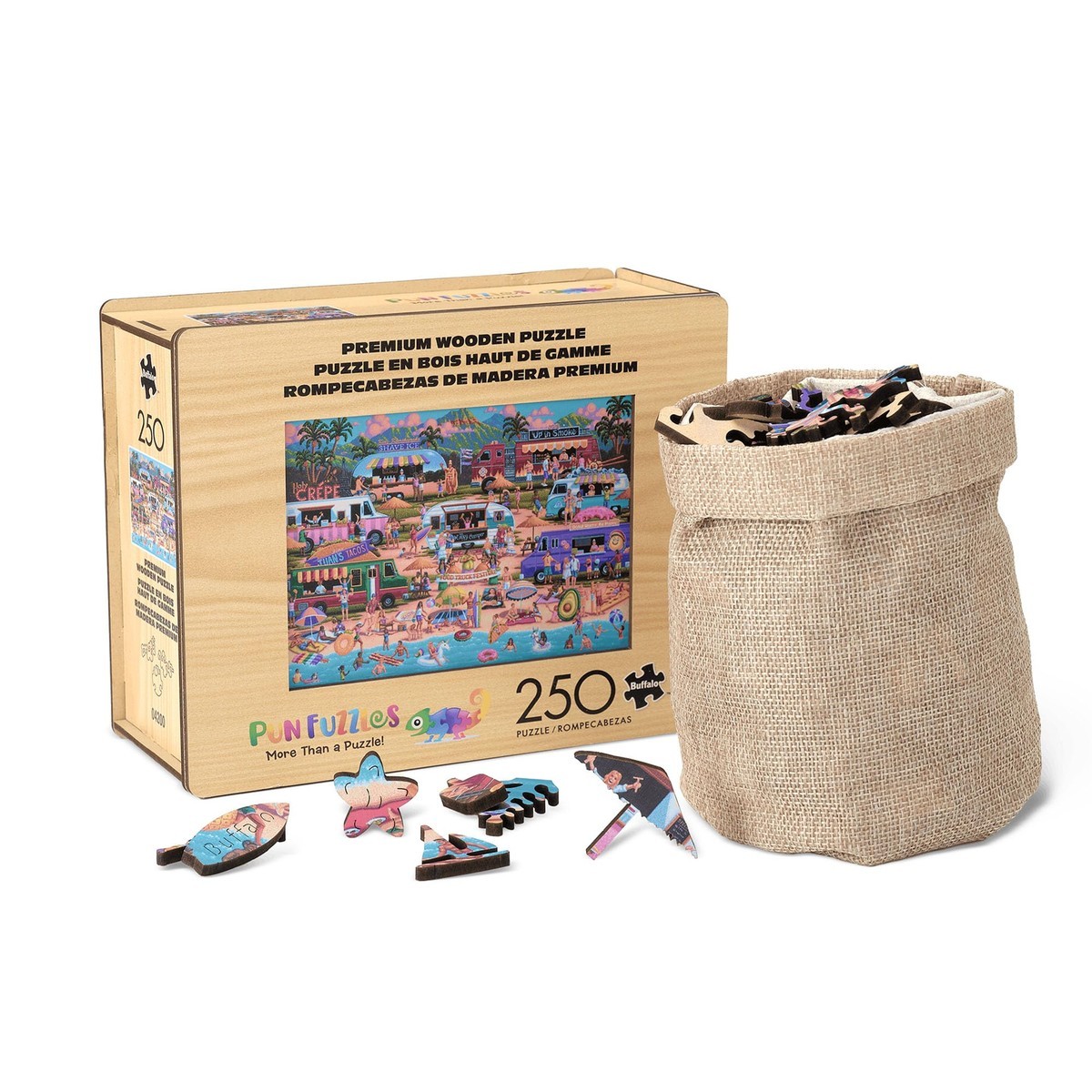 Buffalo Games 250 Piece Wooden Jigsaw Puzzle - Hawaiian Food Truck Festival