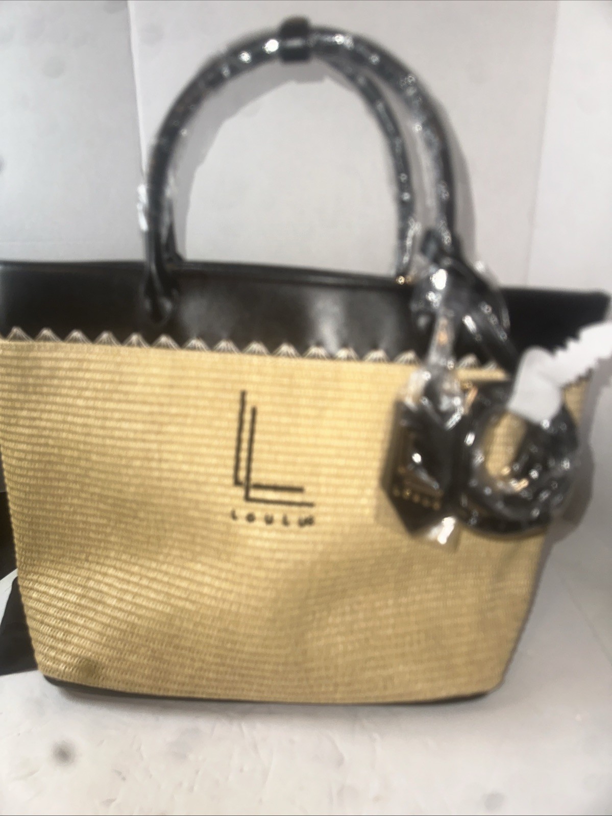 LOULU Woven Tote Bag Embroidered Logo Detachable Strap Gold Hardware - New LOULU Woven Tote Bag Embroidered Logo Detachable Strap Gold Hardware - New