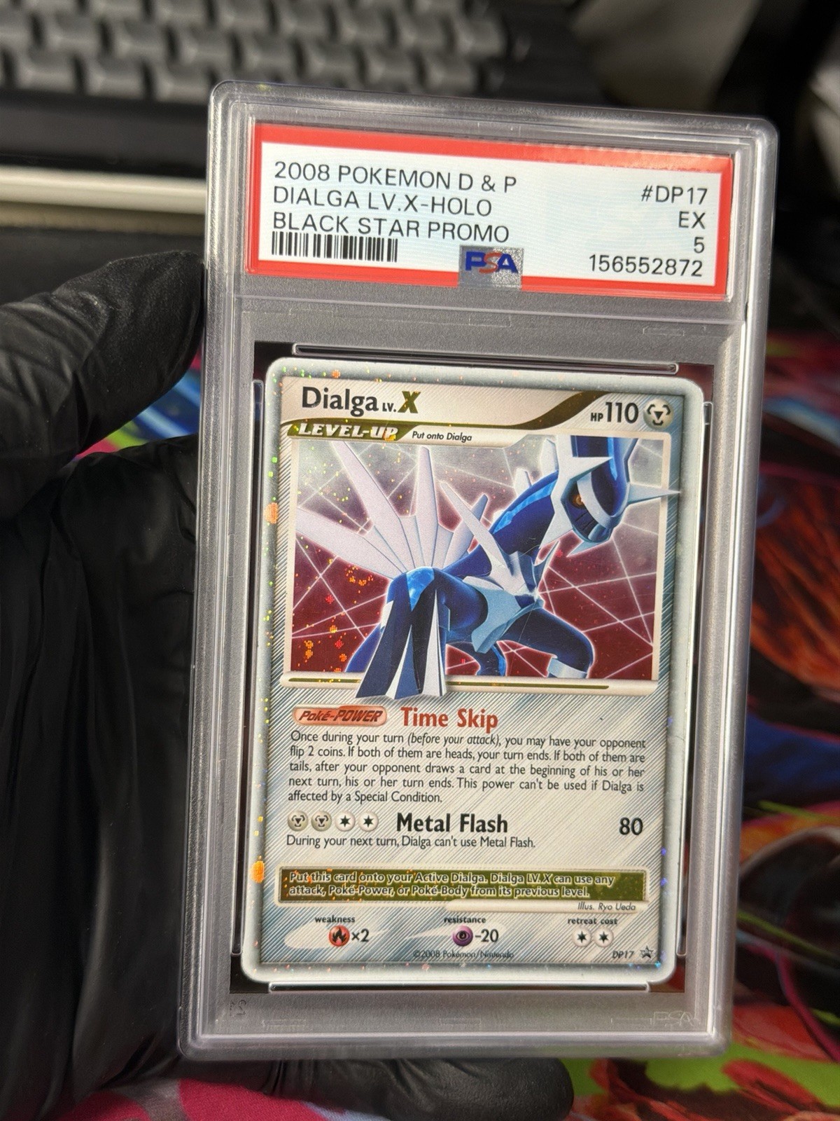 2008 POKEMON DIAMOND & PEARL BLACK STAR PROMO #DP17 DIALGA LV.X-HOLO PSA 5 SWIRL