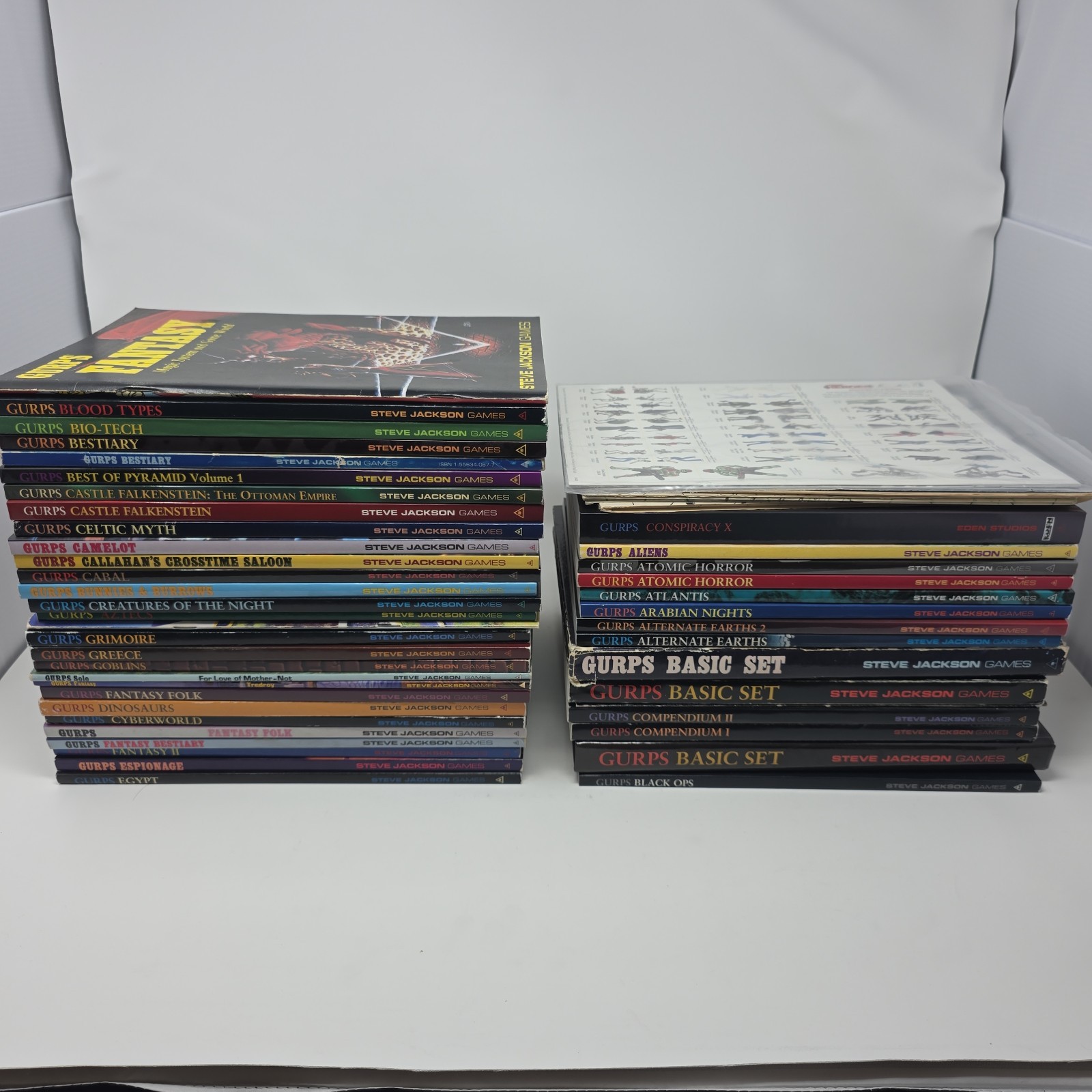 Large Lot GURPS RPG Books Steve Jackson Games Roleplaying - 43 Books and More