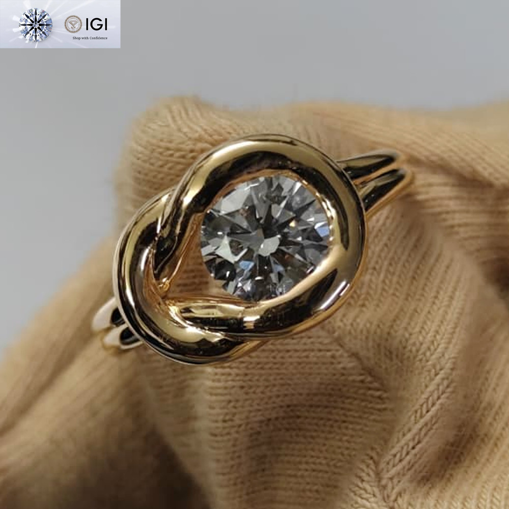 1.20Ct IGI E VVS2 Round Lab Grown Diamond Engagement Ring Solid 14K Yellow Gold