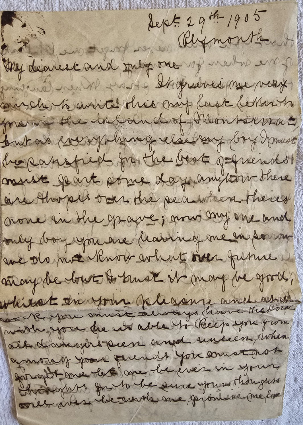 1905 Letter from Plymouth on Vellum Incredible Piece of History 1905 Letter from Plymouth on Vellum Incredible Piece of History