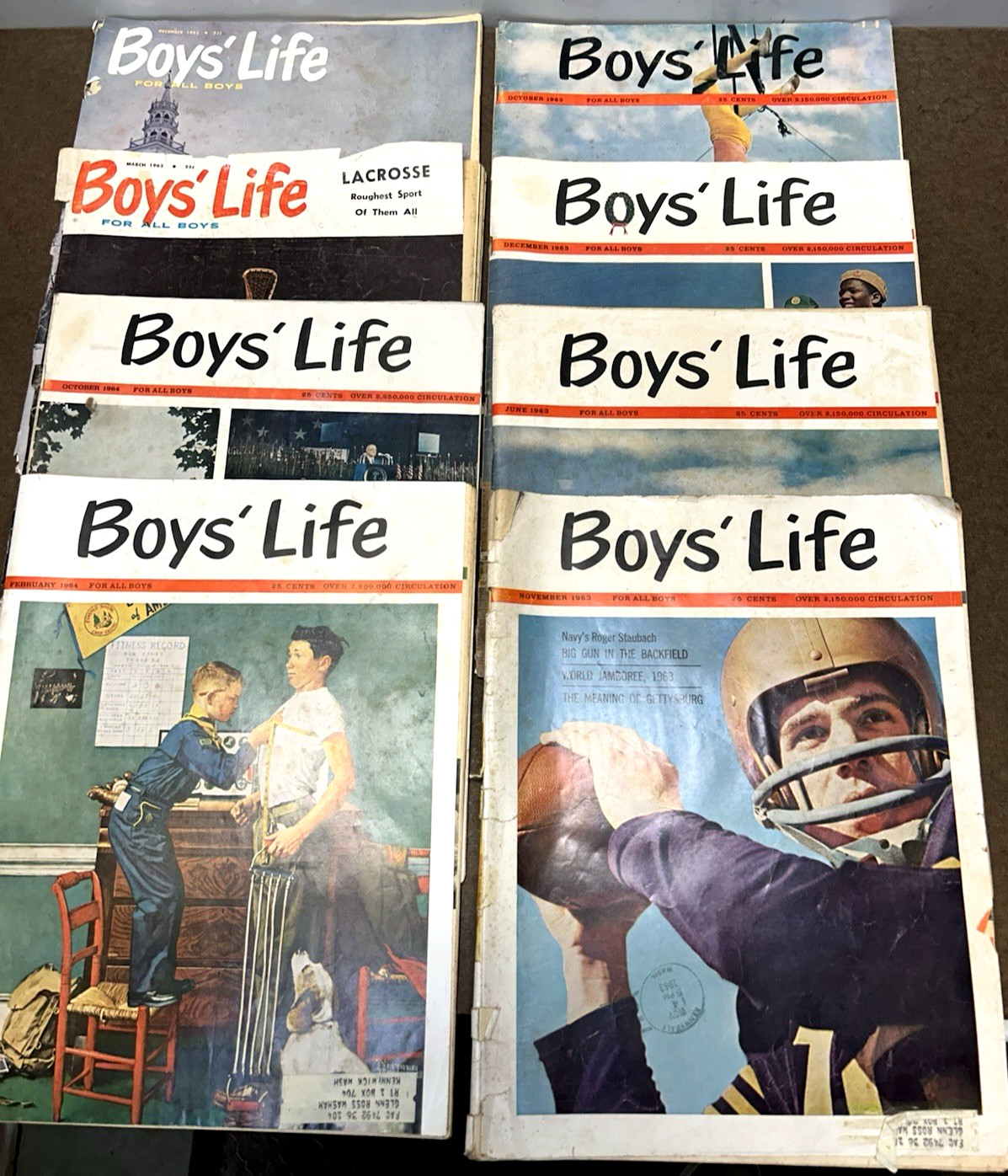 Vintage 1962-63-64 Eight Boys Life Magazines Lot