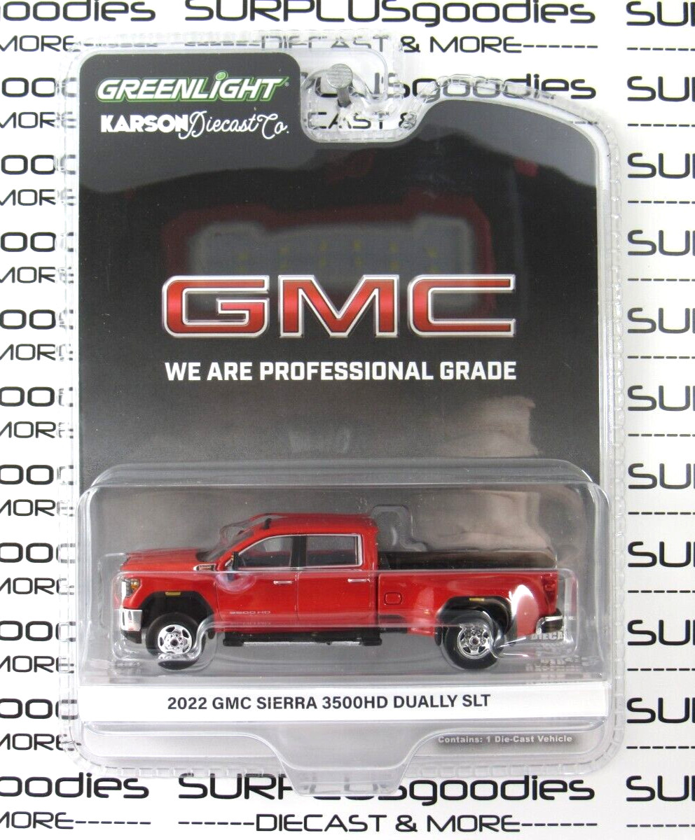 2025 Greenlight Karson Diecast: Red 2022 GMC SIERRA 3500 3500HD Pro Dually 51562