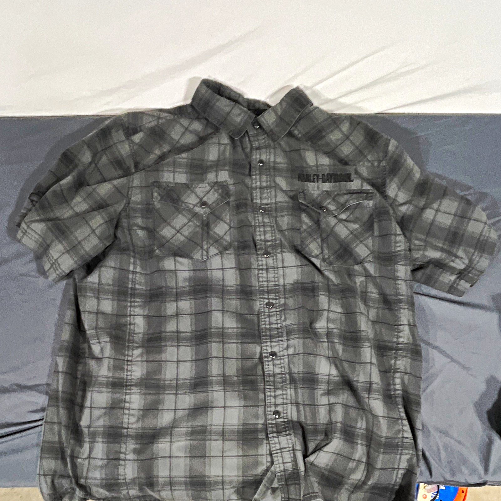 Harley-Davidson Men\'s Plaid Short-Sleeve Button-Up Work Shirt