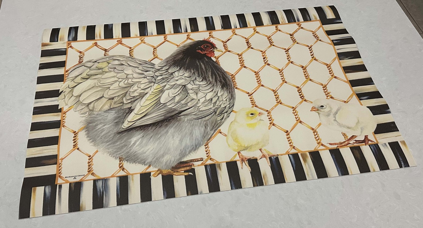 Mackenzie Childs Chicken Coop Floor Mat 2\' X 3\' Courtly Stripe Non Slip Vinyl Mackenzie Childs Chicken Coop Floor Mat 2\' X 3\' Courtly Stripe Non Slip Vinyl