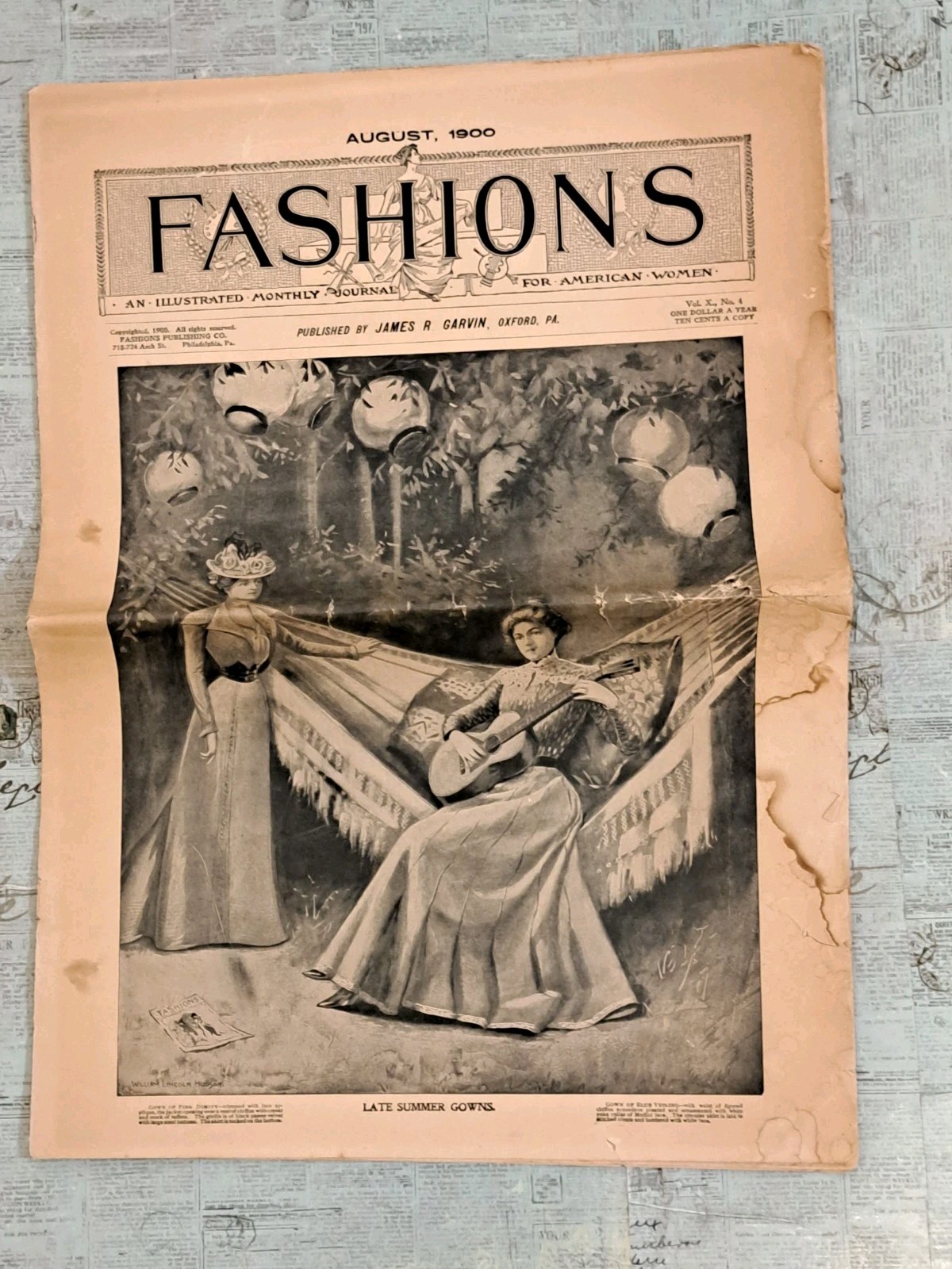 Antique August 1900 Fashions Monthly Journal  Vol. X., No. 4