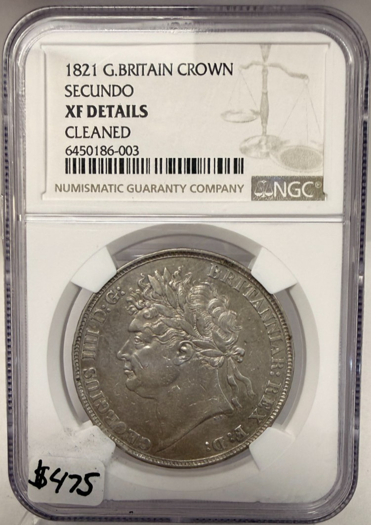 1821 GREAT BRITAIN CROWN SECUNDO NGC