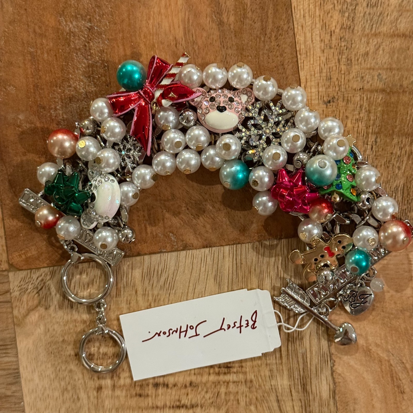 Betsey Johnson Christmas Holiday Pearl Statement Charm Bracelet NWT Betsey Johnson Christmas Holiday Pearl Statement Charm Bracelet NWT